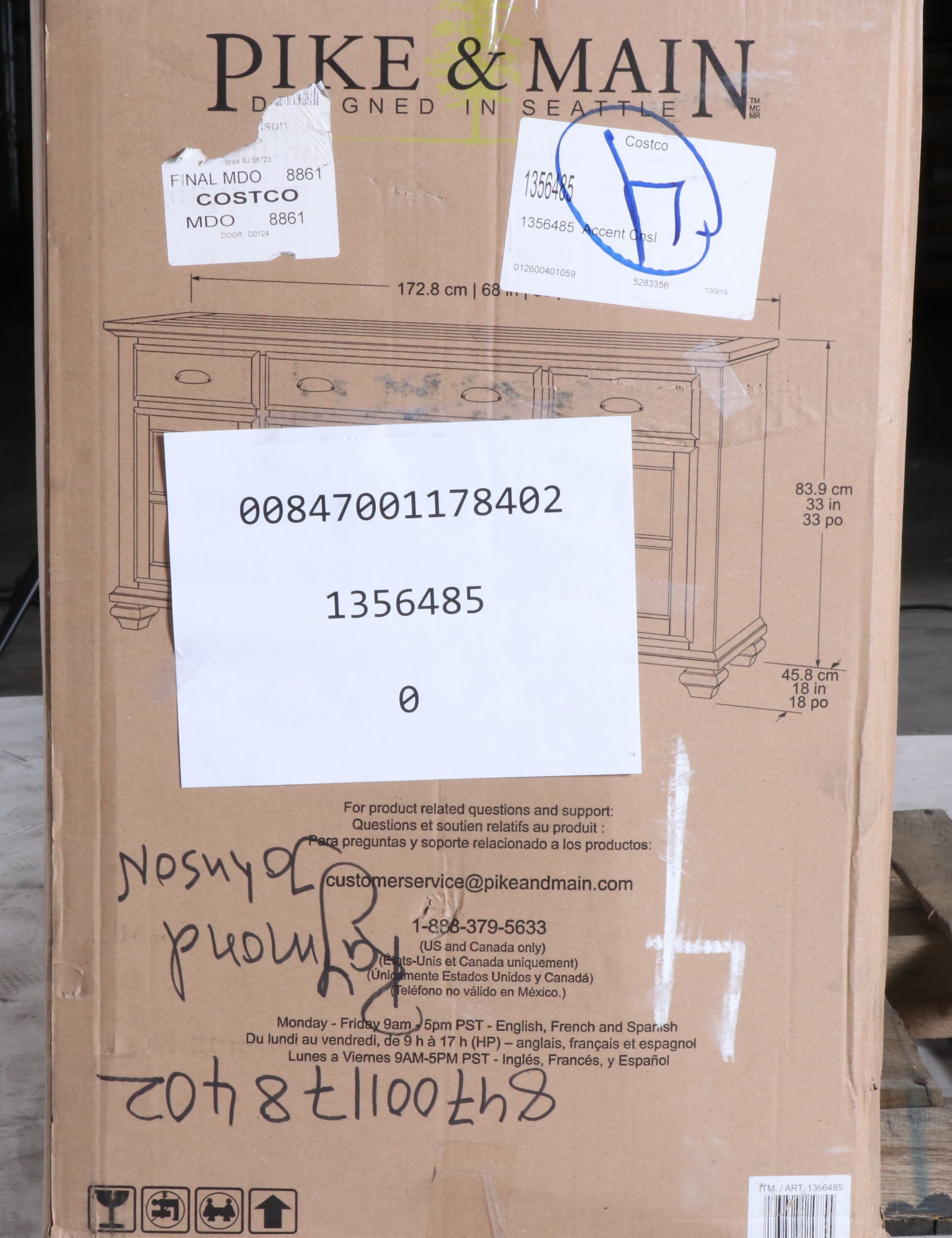 Pike & Main "Wesley" 68" Accent Console Cabinet