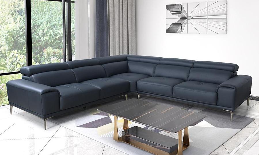 Abbyson Living "Quinton" Top Grain Leather Sectional with Adjustable Headrests