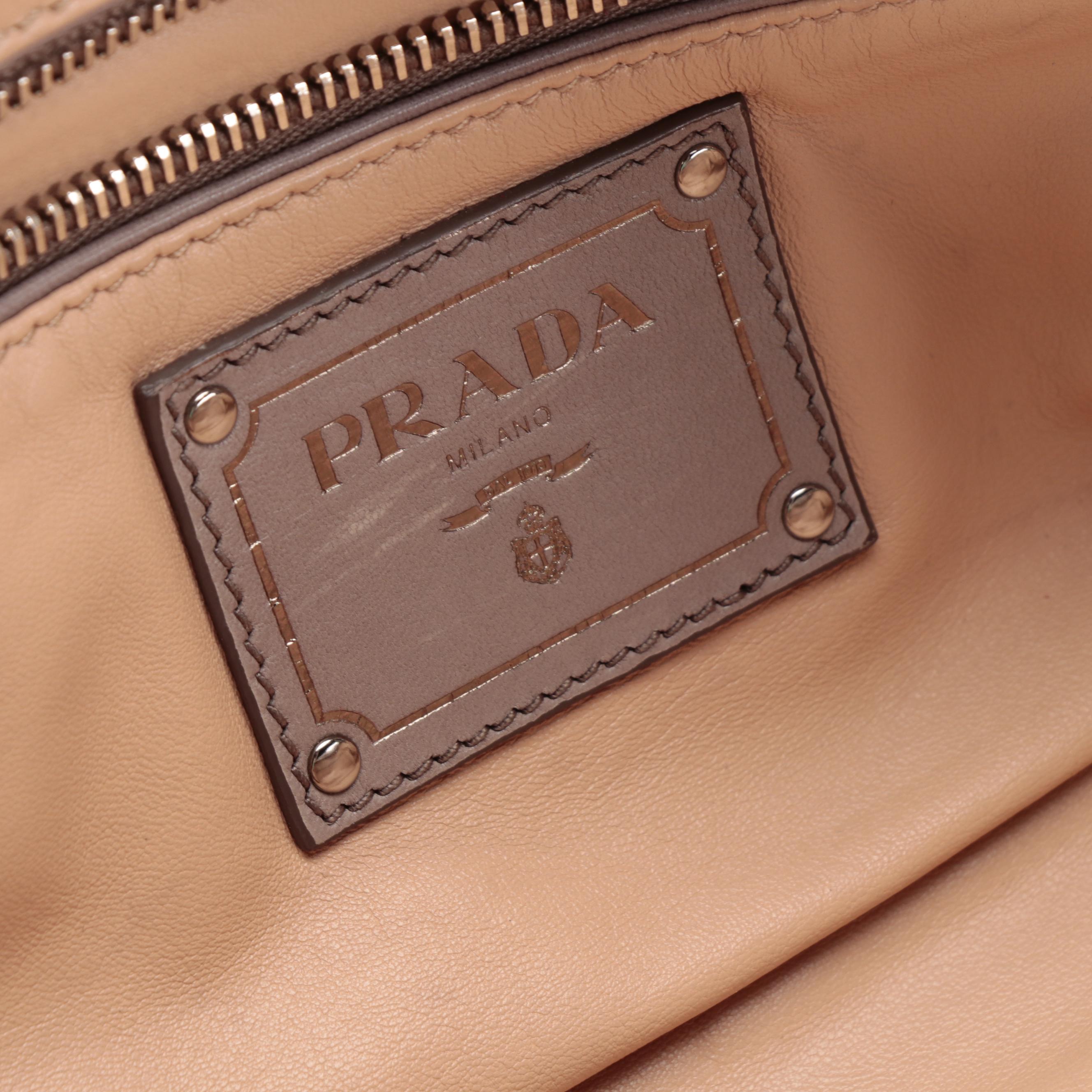 Prada Gray Leather Two-Way Handbag