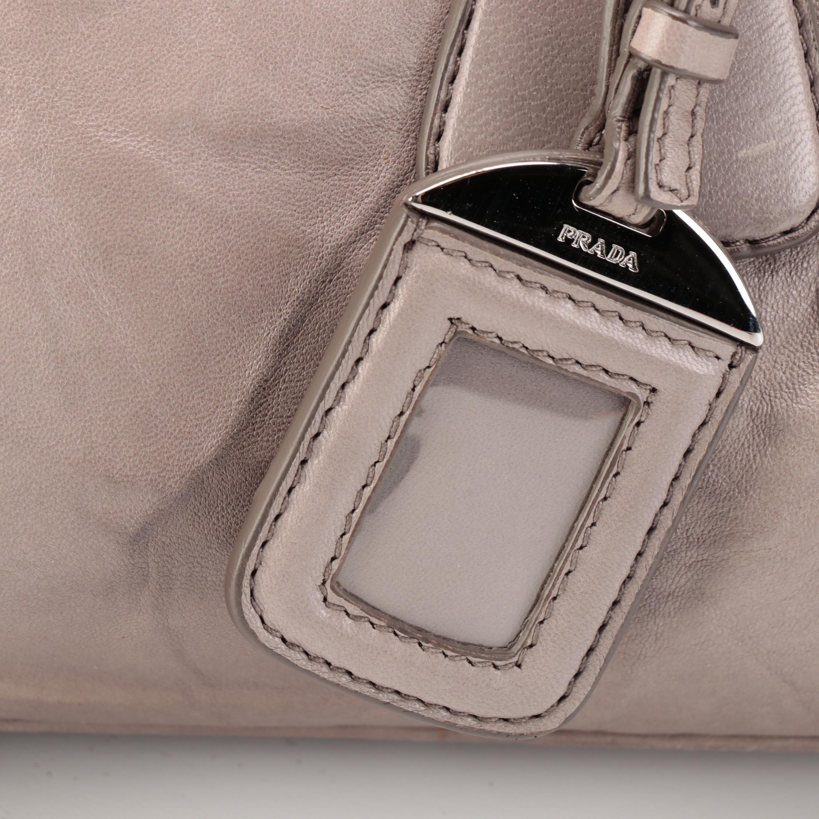 Prada Gray Leather Two-Way Handbag