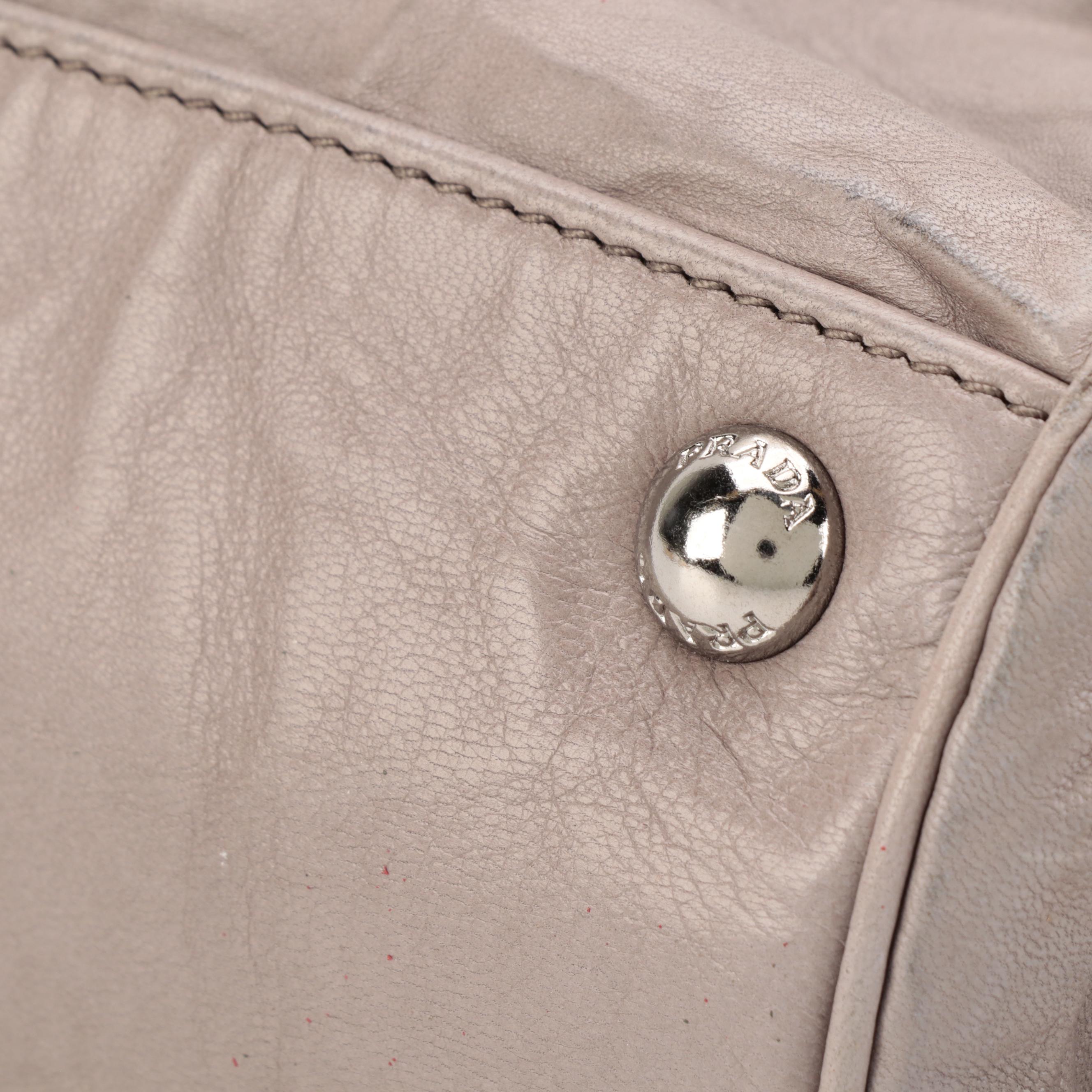 Prada Gray Leather Two-Way Handbag