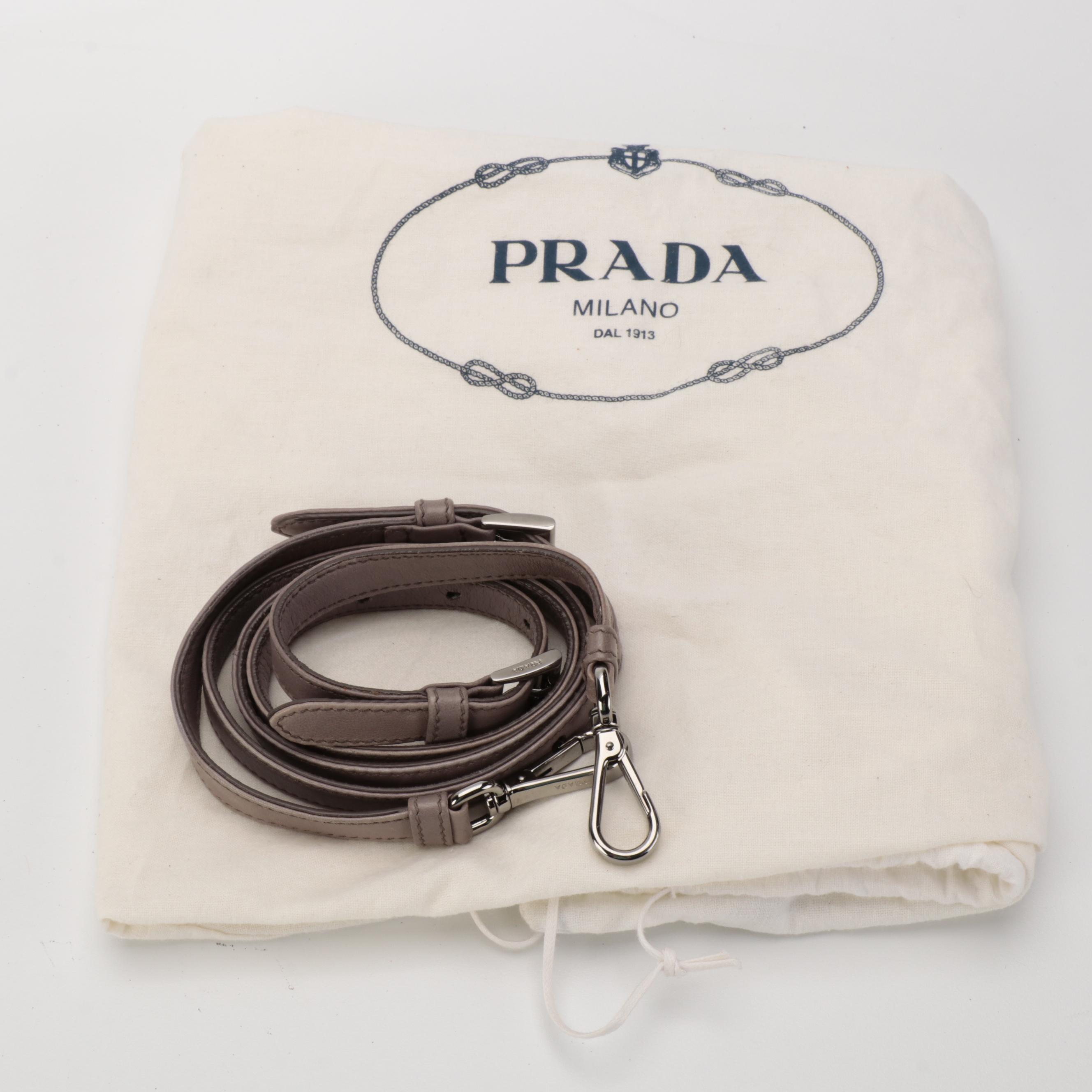 Prada Gray Leather Two-Way Handbag