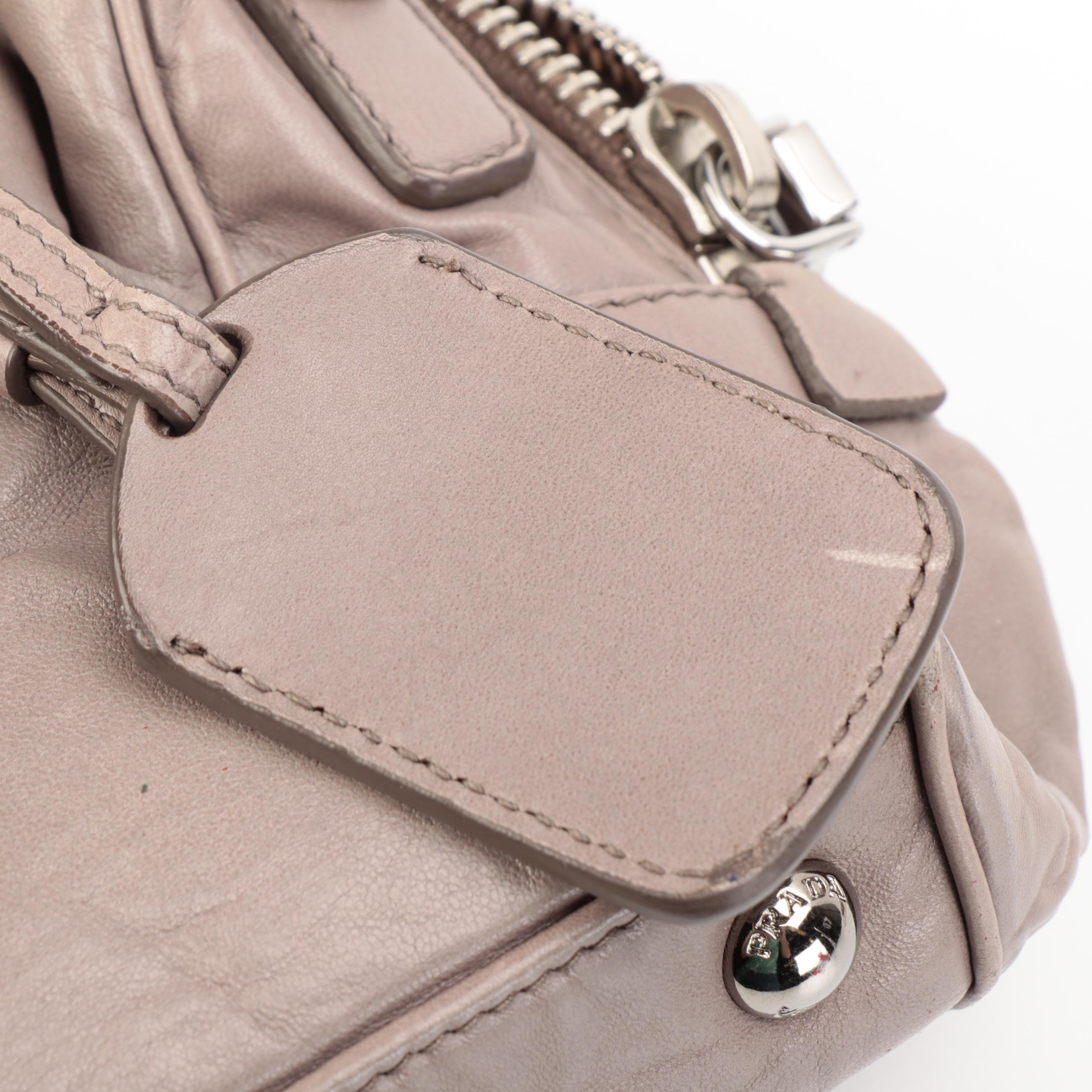 Prada Gray Leather Two-Way Handbag