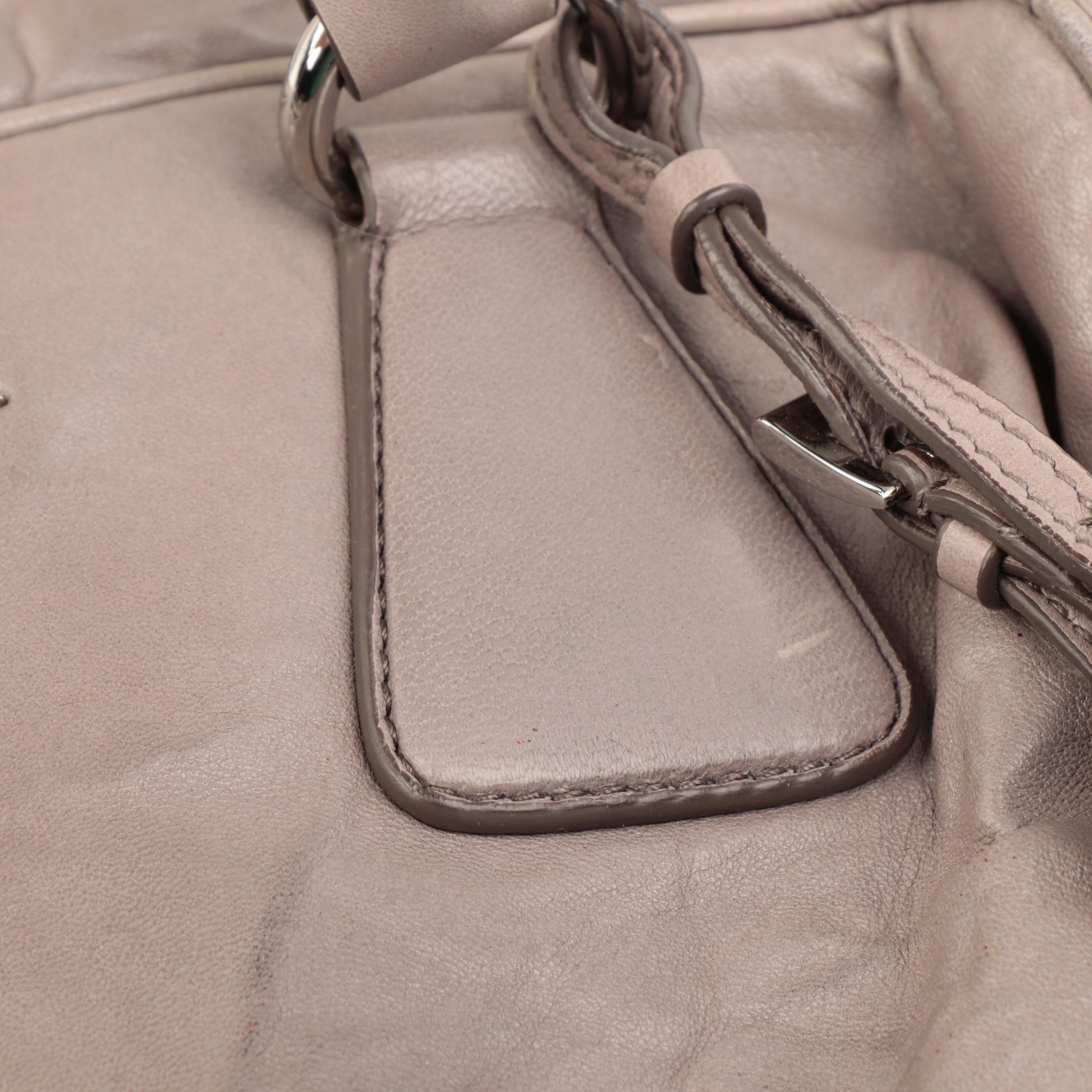 Prada Gray Leather Two-Way Handbag
