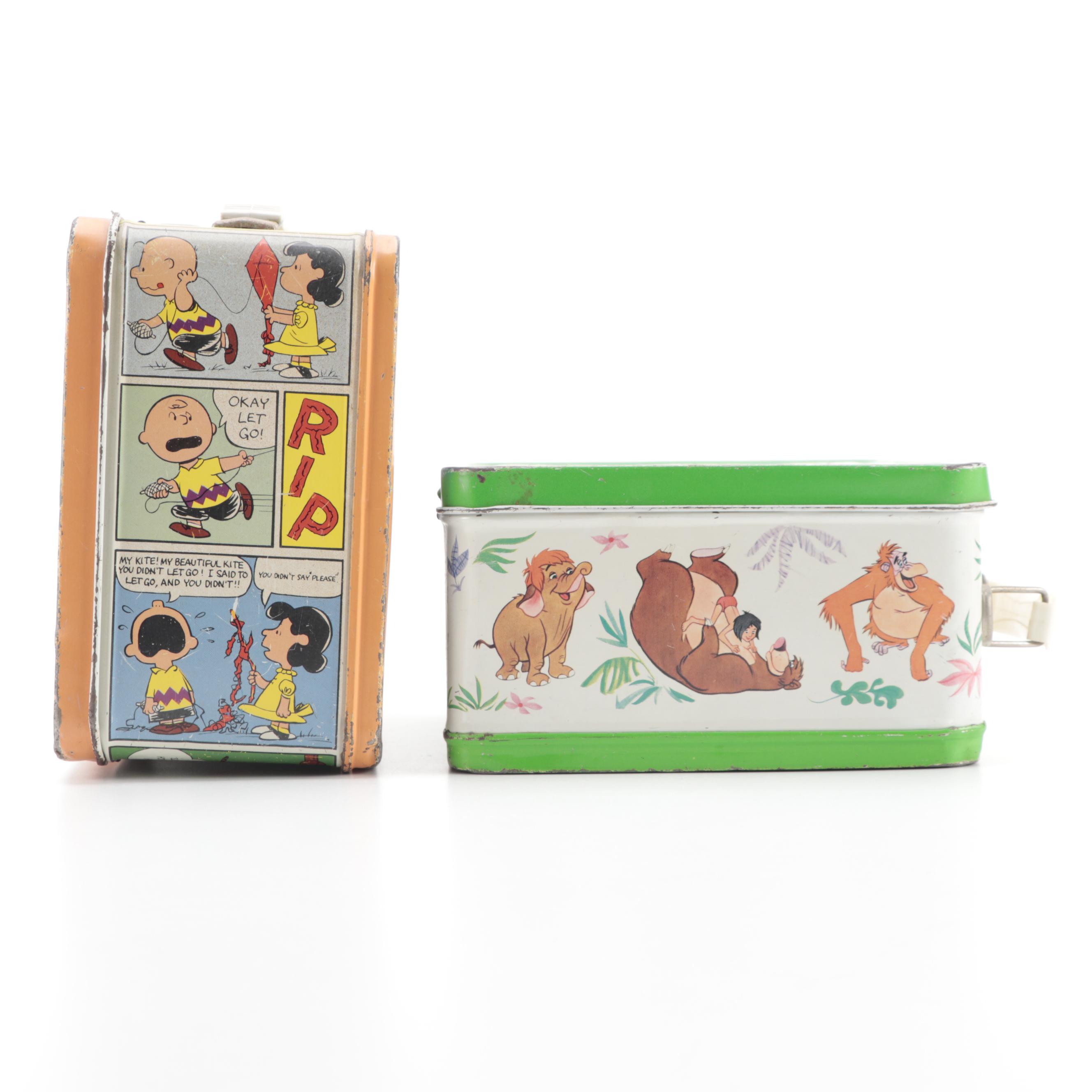 Peanuts and Jungle Book Metal Lunchboxes, 1960s