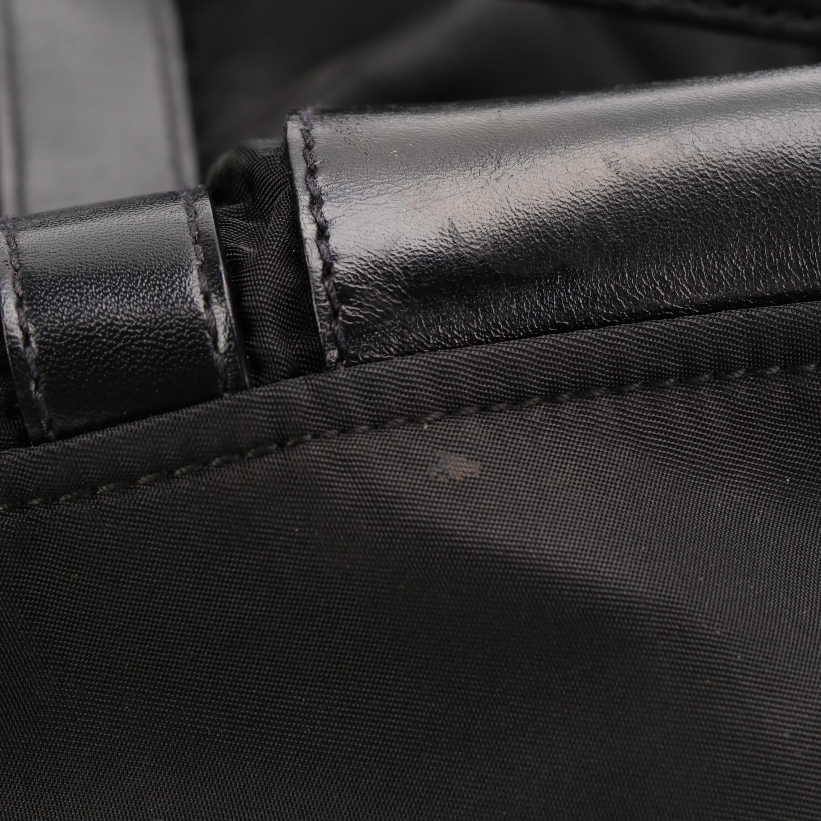 Prada Shoulder Bag in Black Tessuto Nylon with Leather Trim