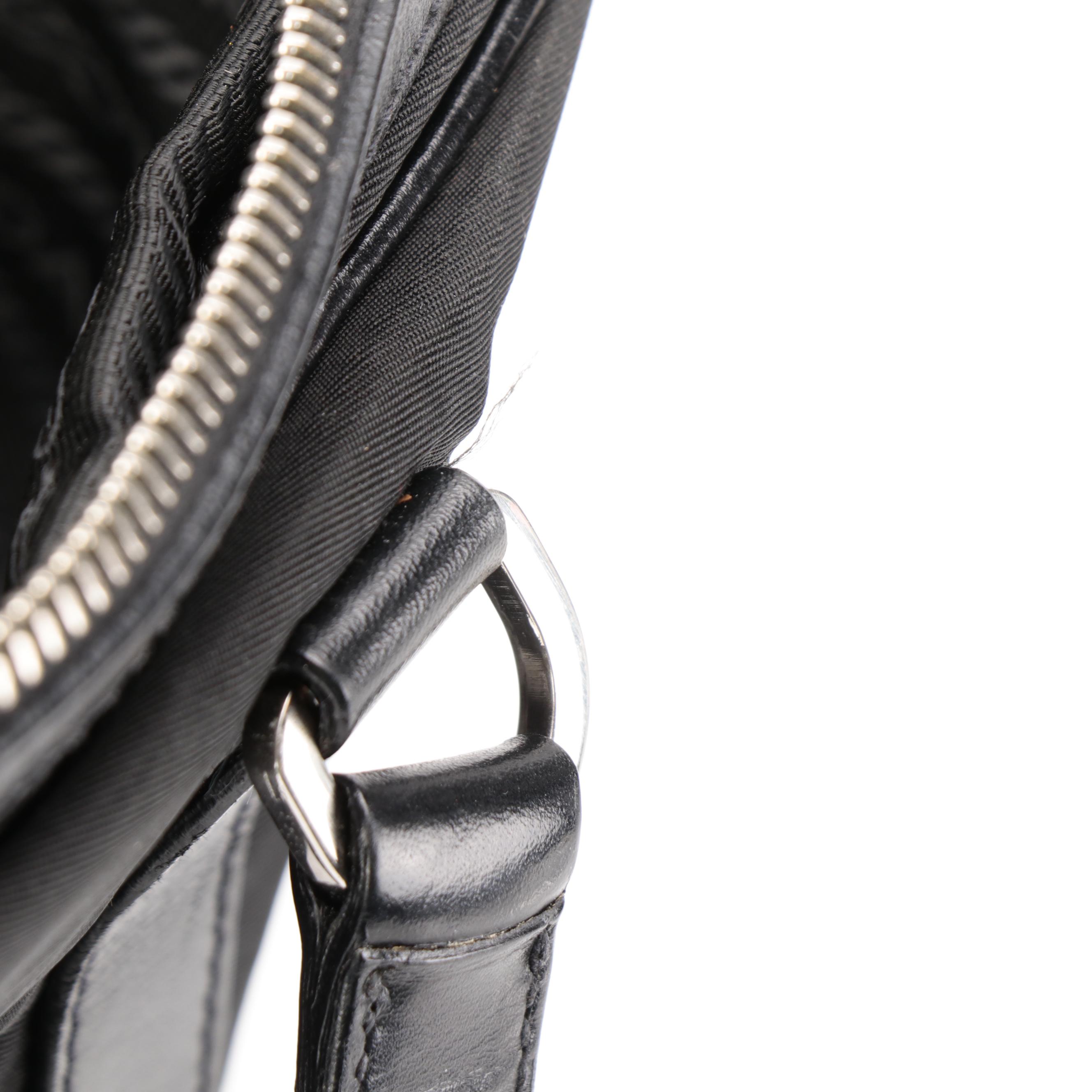 Prada Shoulder Bag in Black Tessuto Nylon with Leather Trim