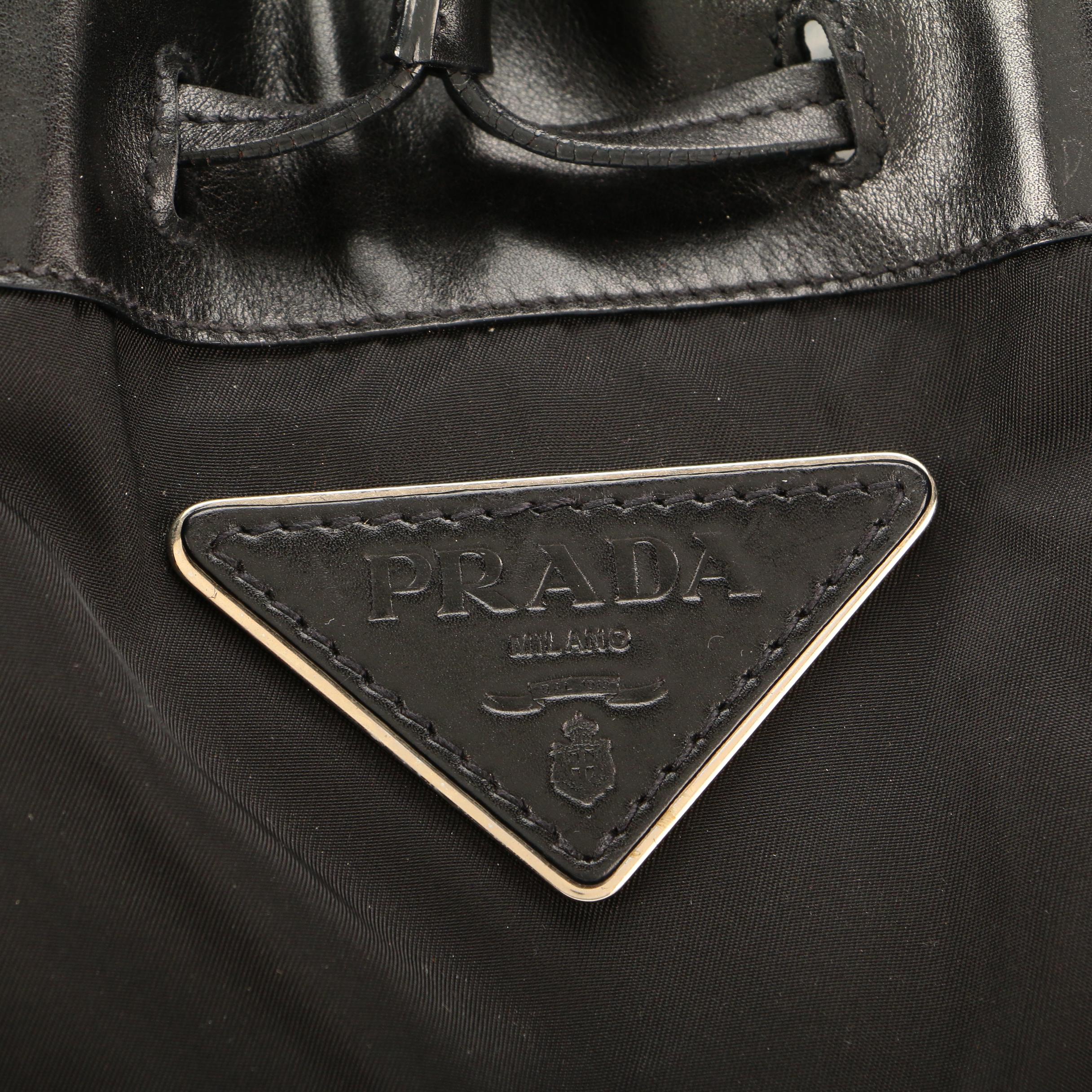 Prada Tote Bag in Black Tessuto Nylon with Whipstitch Leather Trim