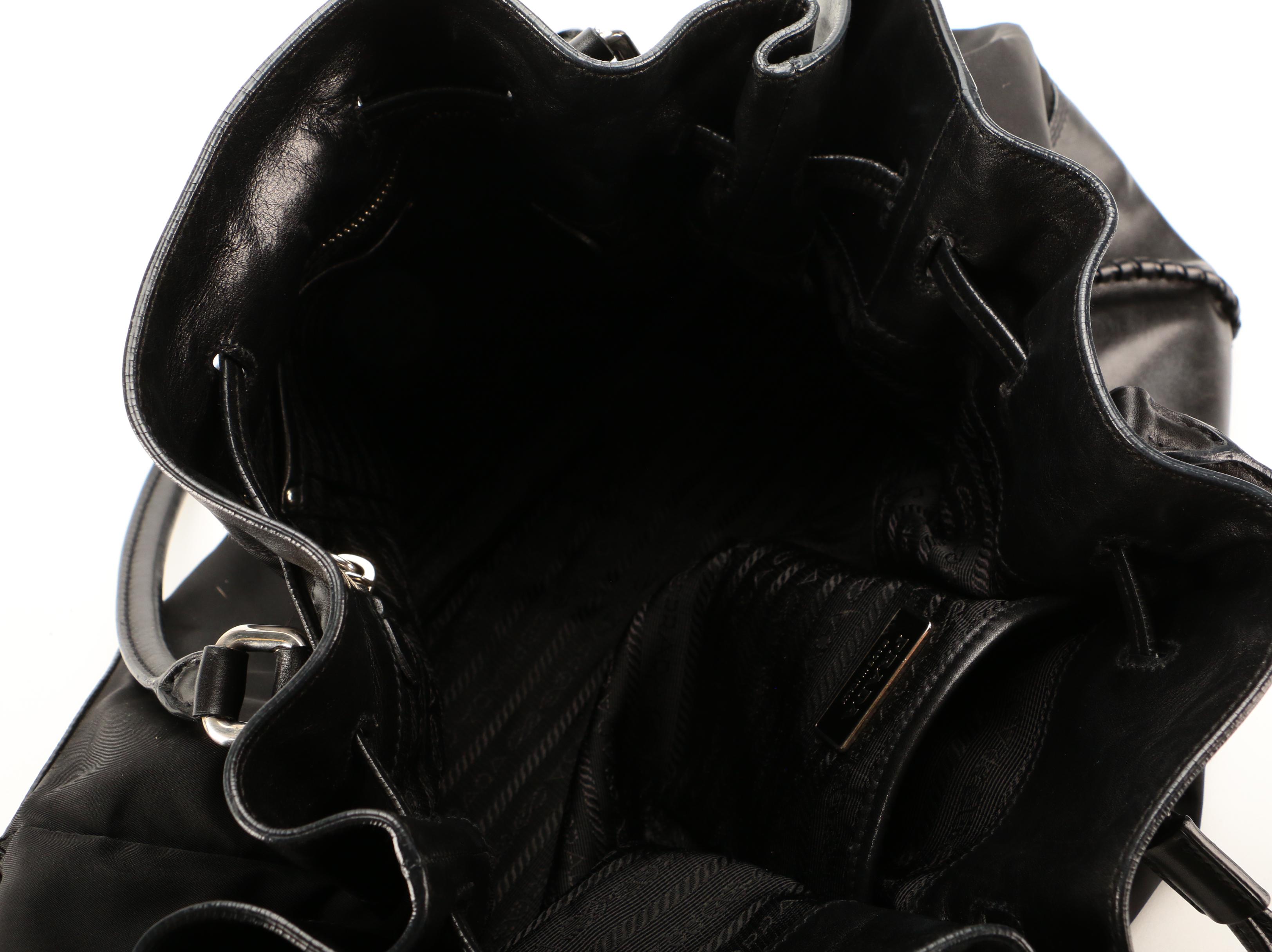 Prada Tote Bag in Black Tessuto Nylon with Whipstitch Leather Trim