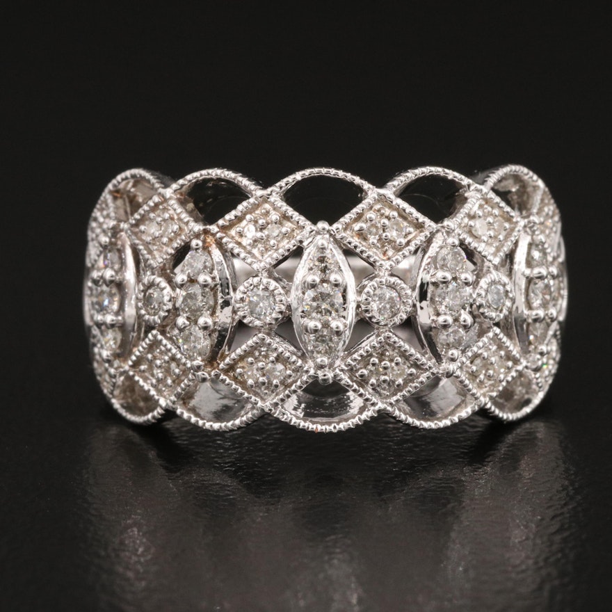 Sterling Silver Diamond Openwork Ring