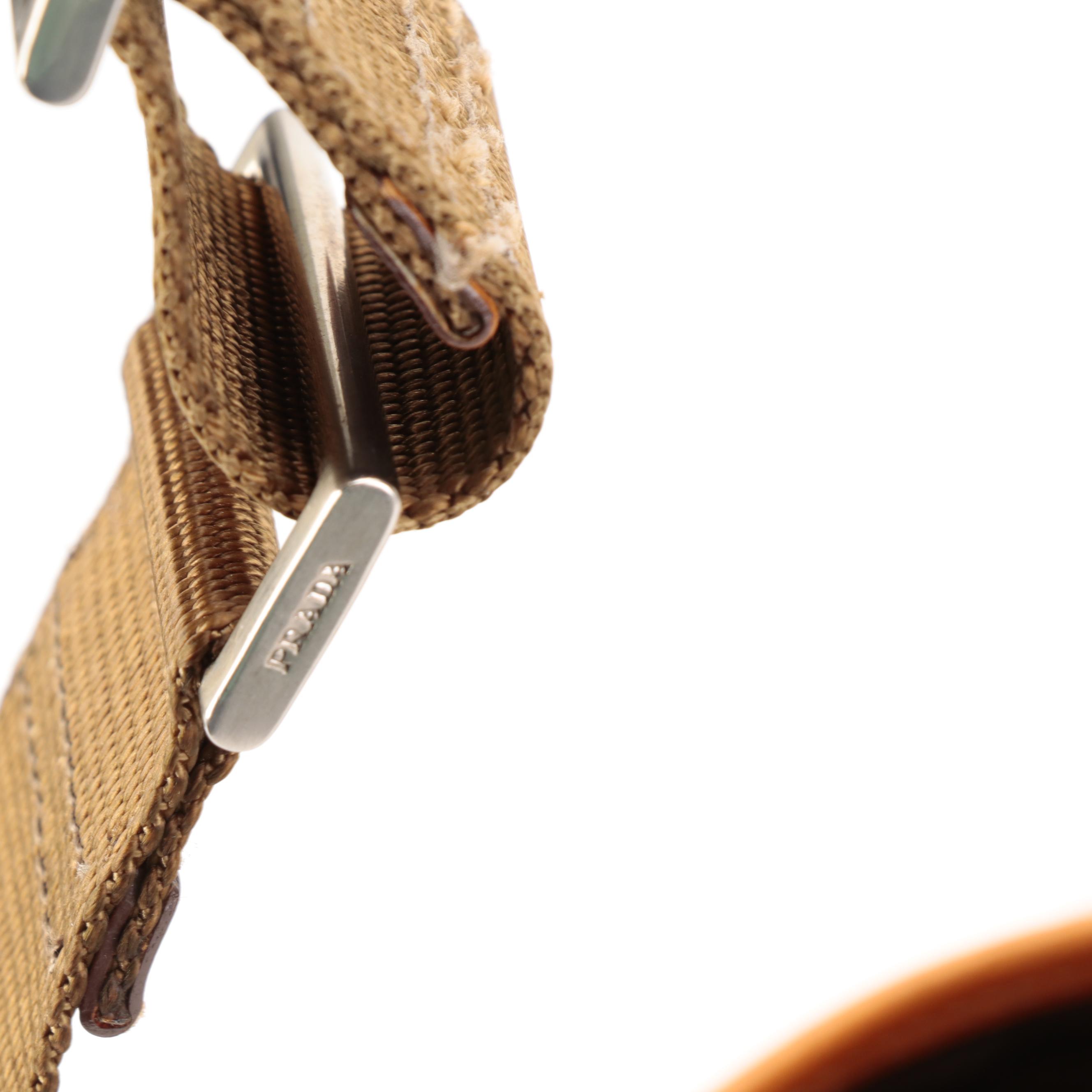 Prada Messenger Bag in Tan Canvas and Leather Trim