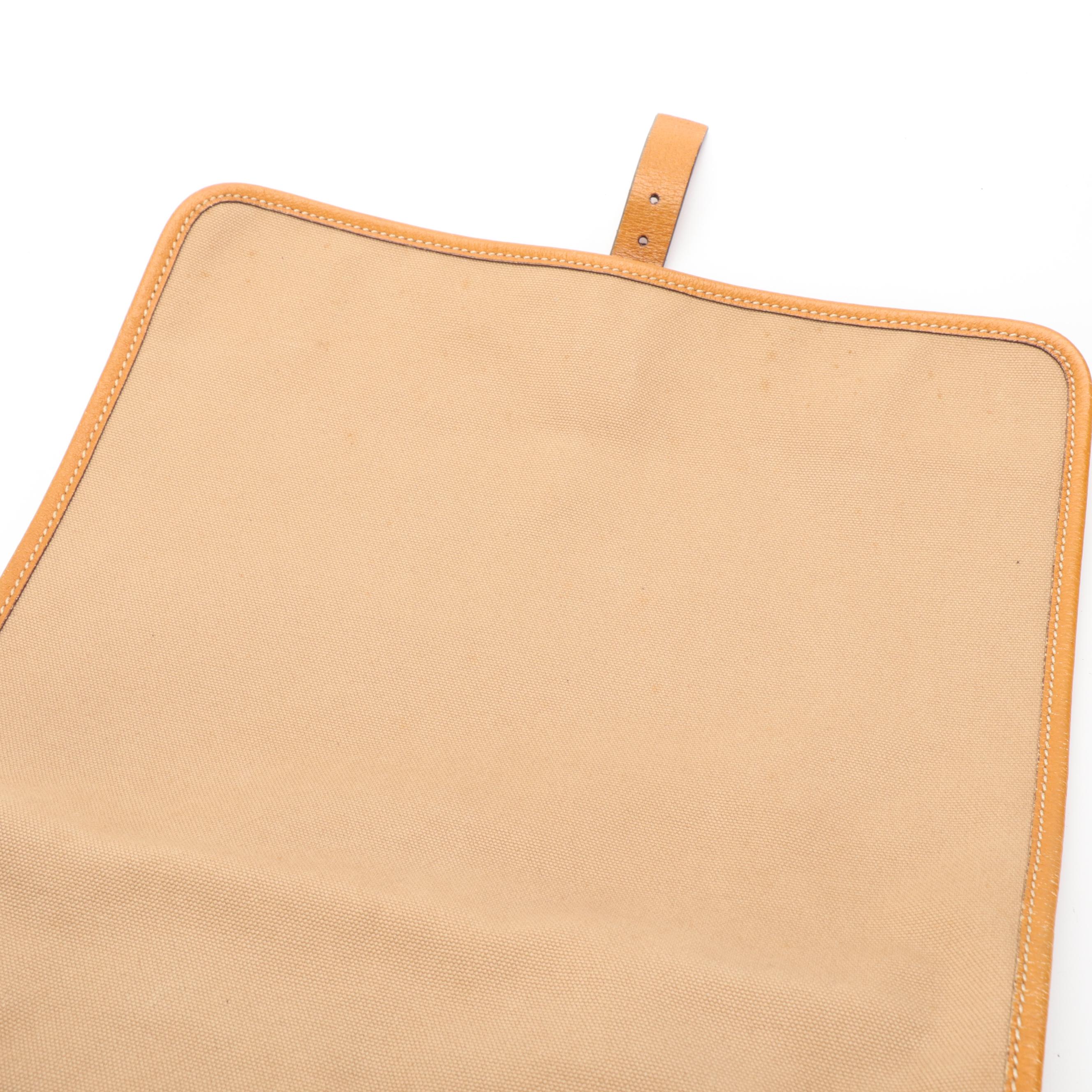 Prada Messenger Bag in Tan Canvas and Leather Trim