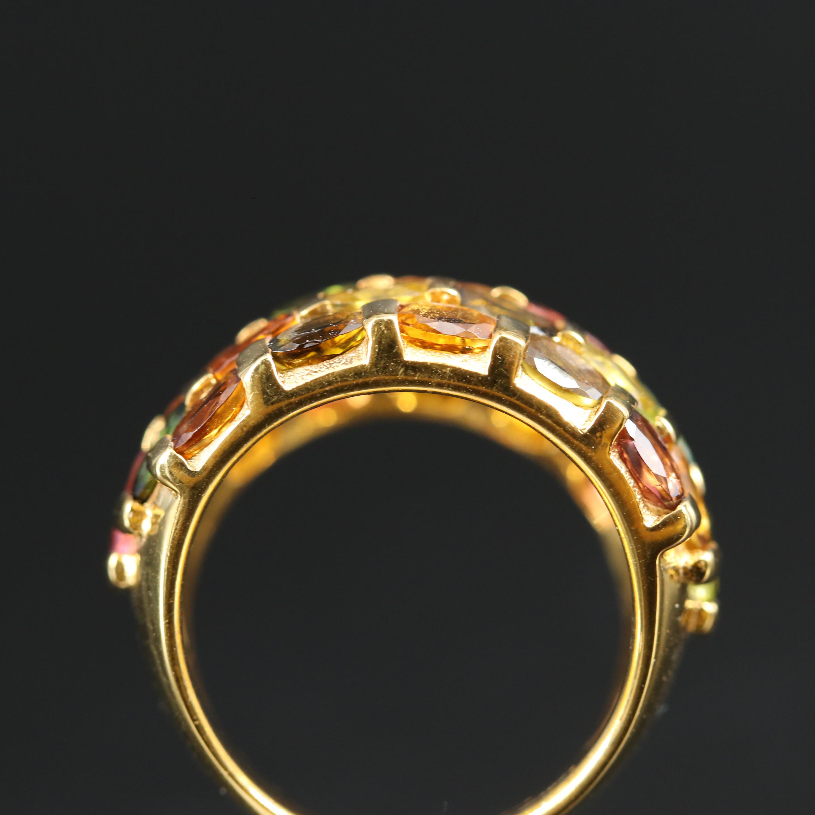 Sterling Tourmaline Multi-Row Ring