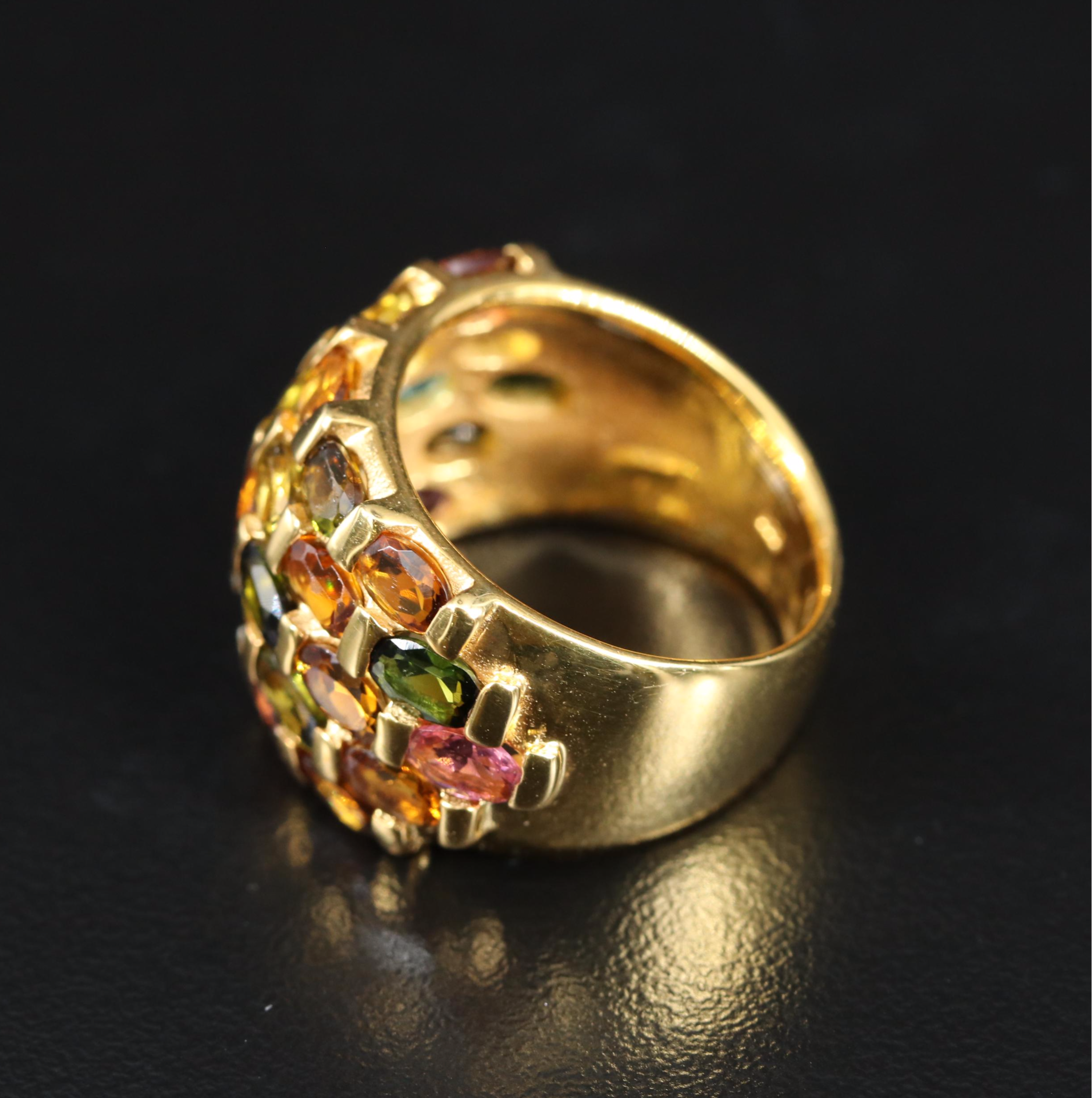 Sterling Tourmaline Multi-Row Ring