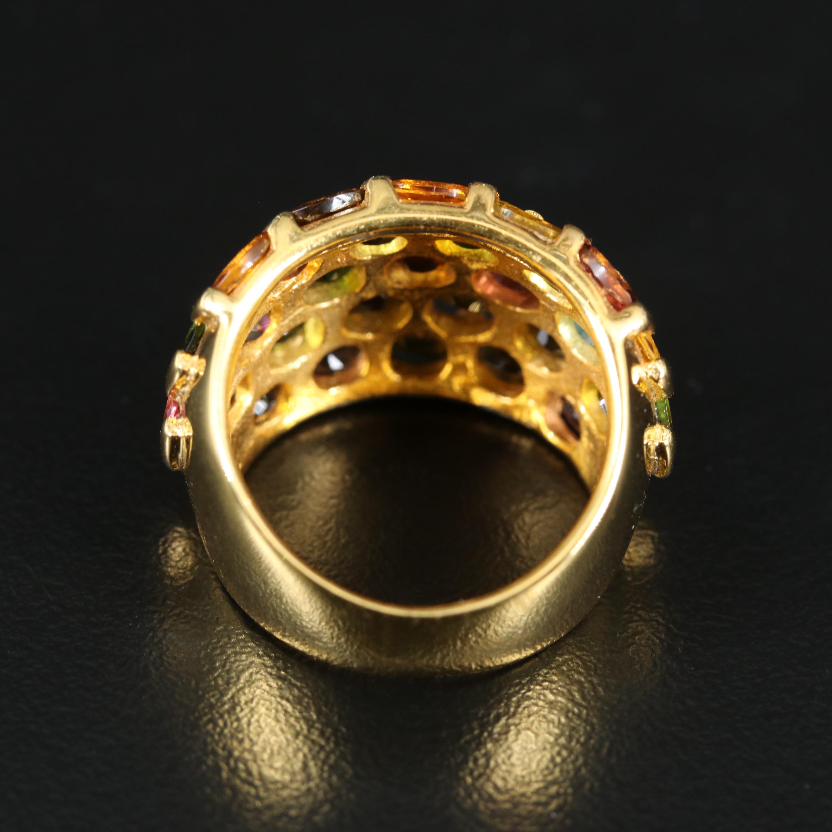 Sterling Tourmaline Multi-Row Ring