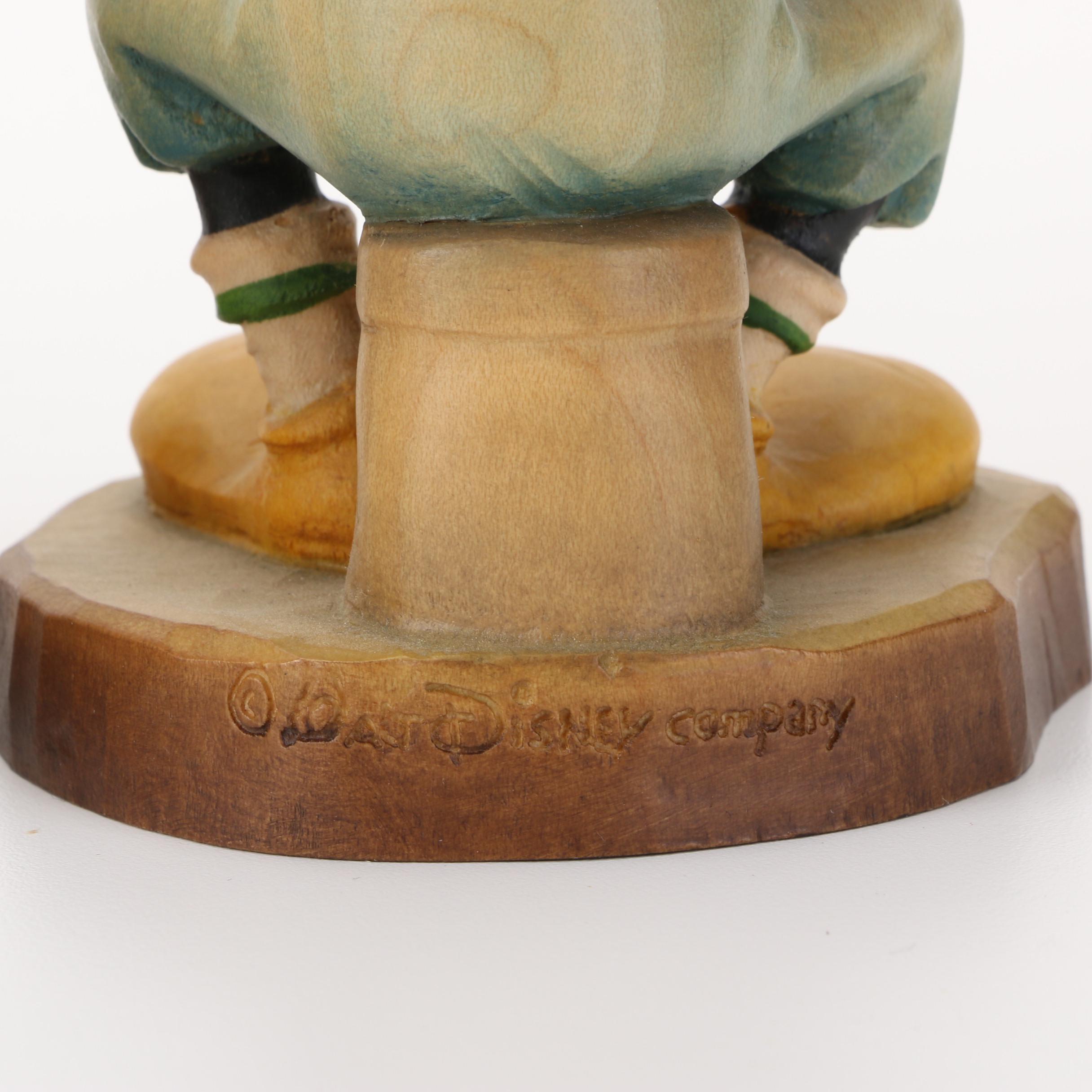 ANRI Disney Hand-Carved Wooden "Mickey and Minnie Mouse" and "Goofy" Figurines