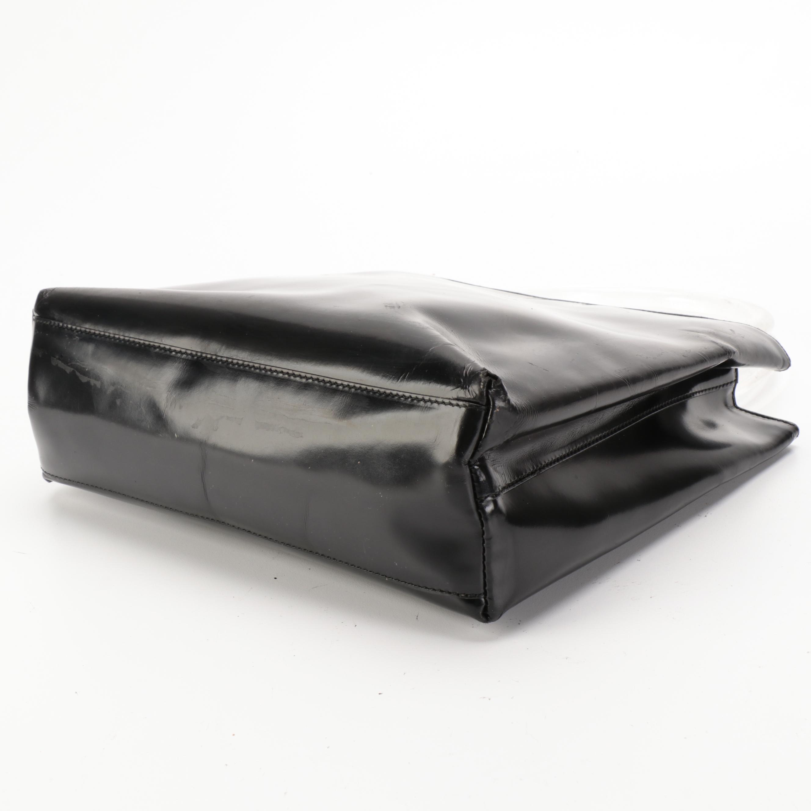 Prada Black Spazzolato Leather Handbag with Transparent Acrylic Handle