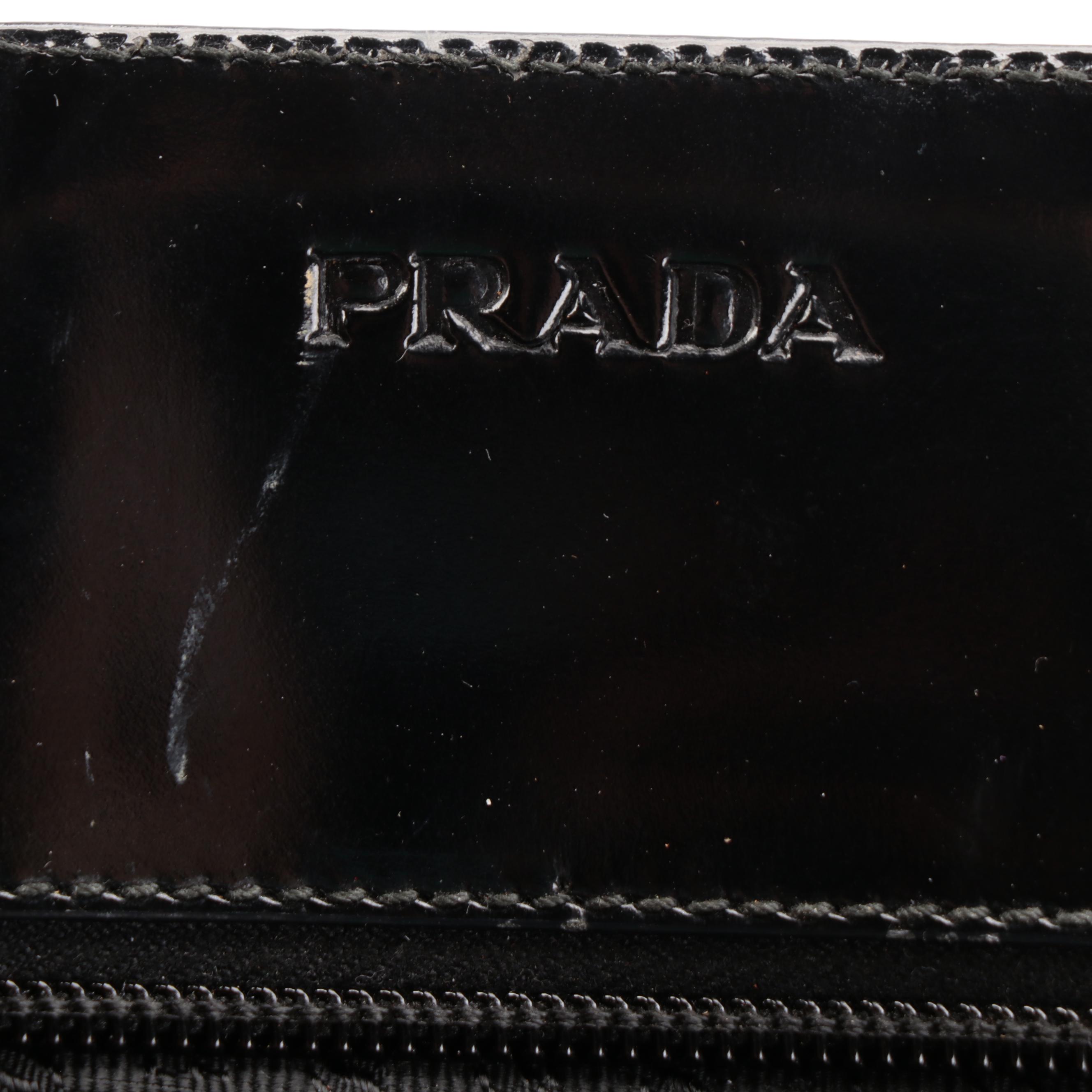 Prada Black Spazzolato Leather Handbag with Transparent Acrylic Handle