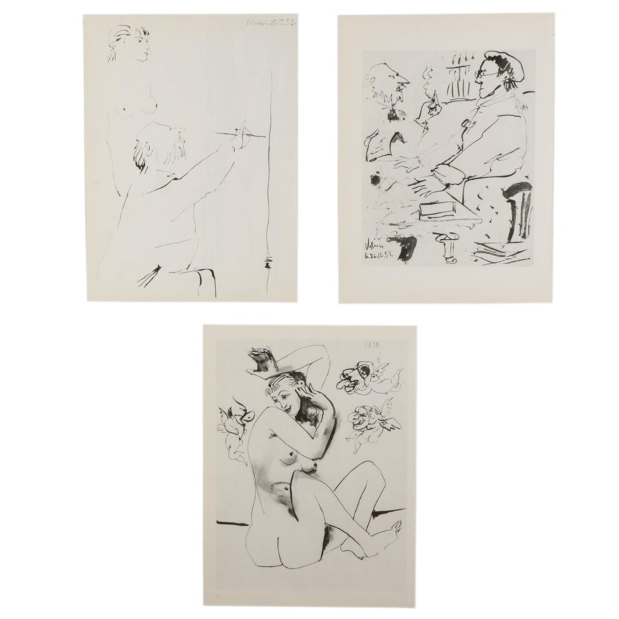 Double-Sided Photogravures After Pablo Picasso From "La Comédie Humaine," 1954
