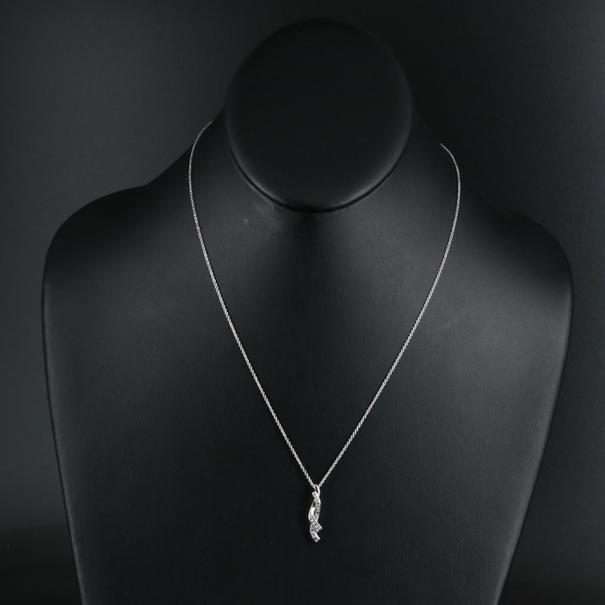 Sterling Diamond Crossover Pendant Necklace