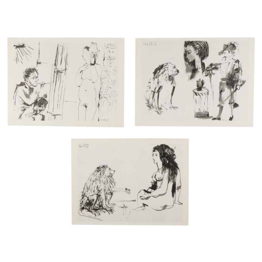 Double-Sided Photogravures After Pablo Picasso From "La Comédie Humaine," 1954