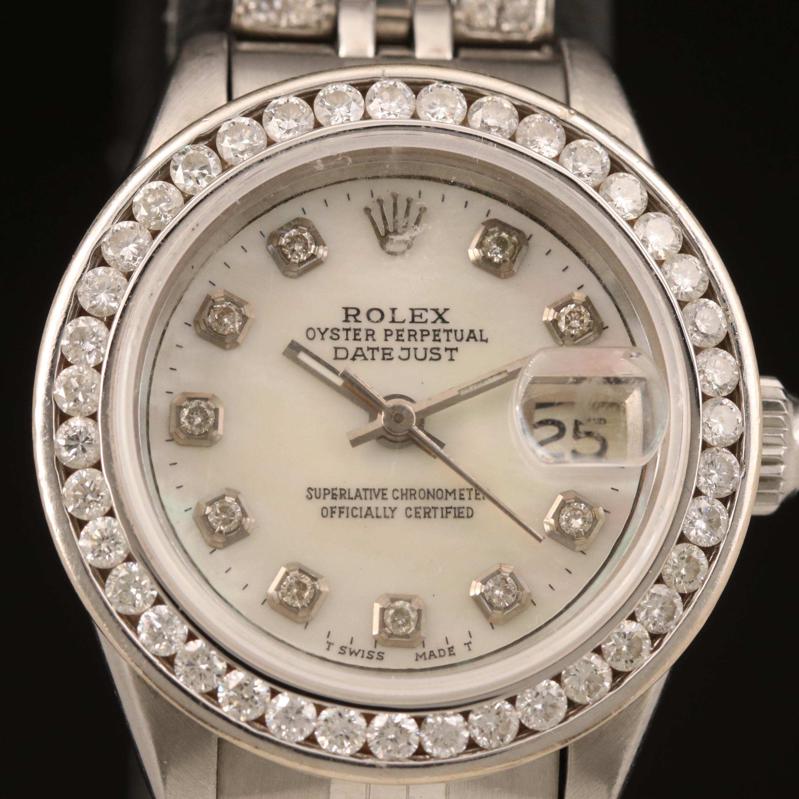 1982 Rolex Datejust MOP 2.10 CTW Diamond Dial, Bezel and Band Watch