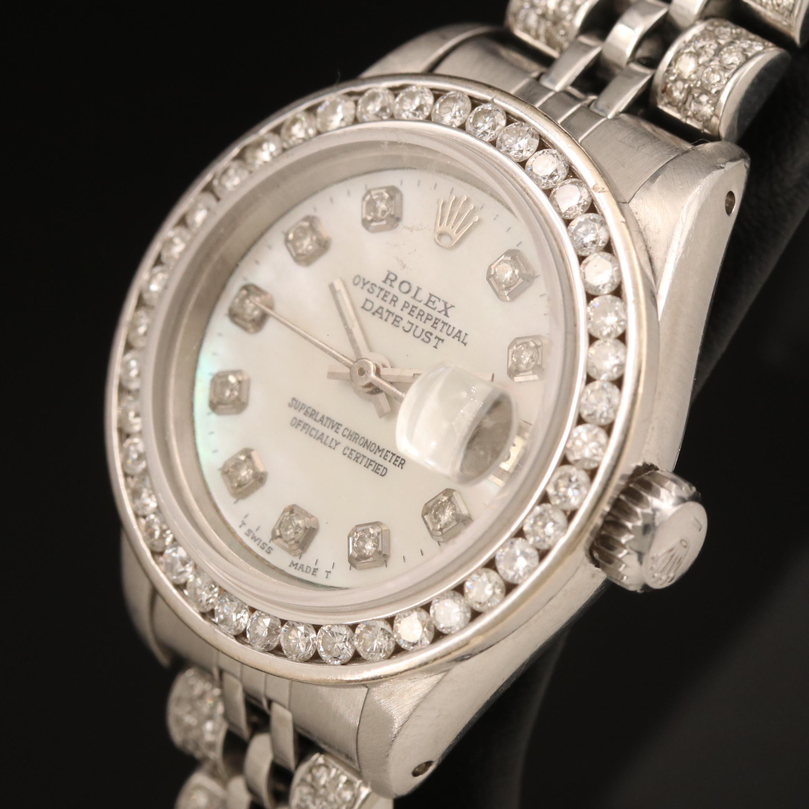1982 Rolex Datejust MOP 2.10 CTW Diamond Dial, Bezel and Band Watch