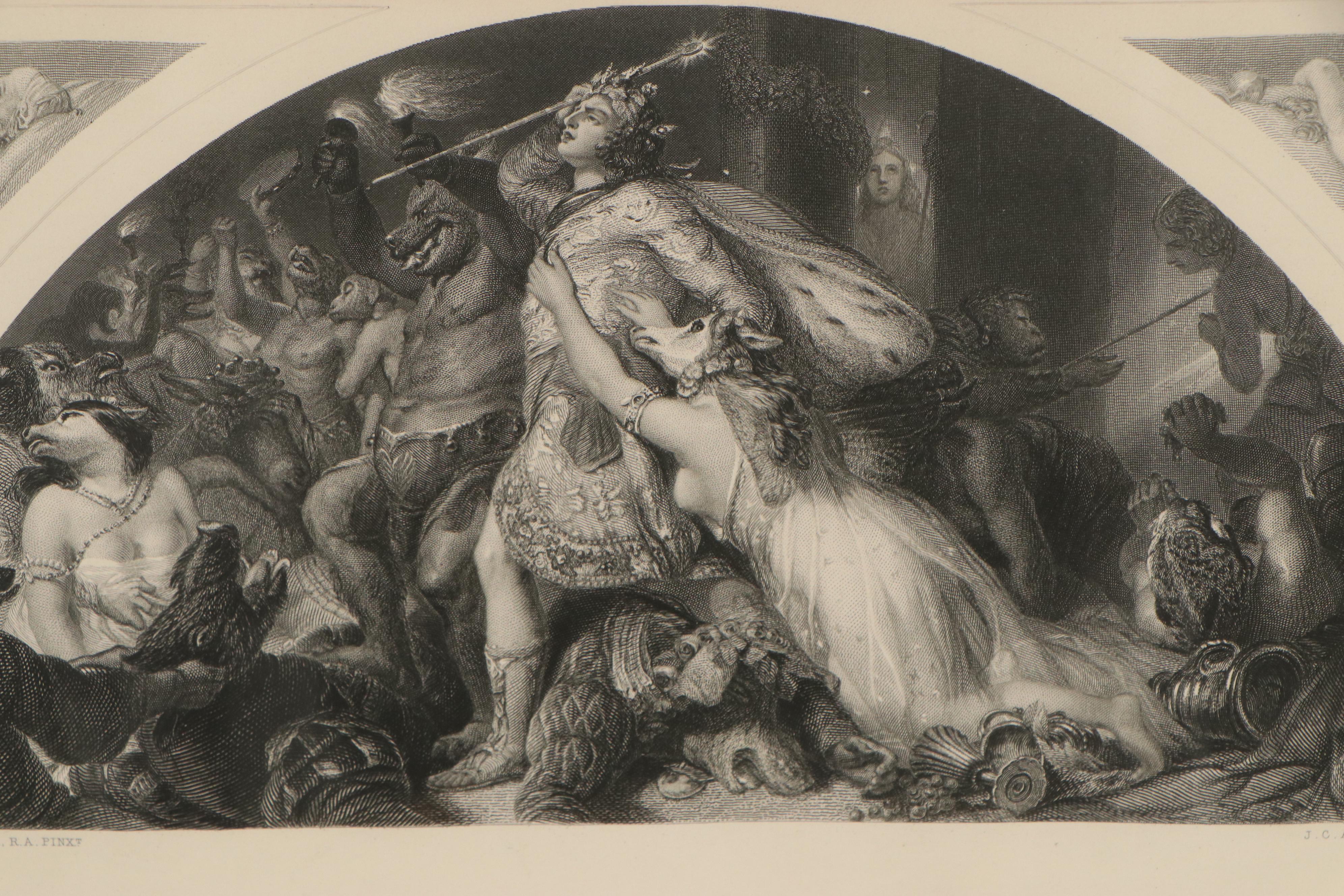 Etching After Sir Edwin Henry Landseer "Rout of Comus and His Band"