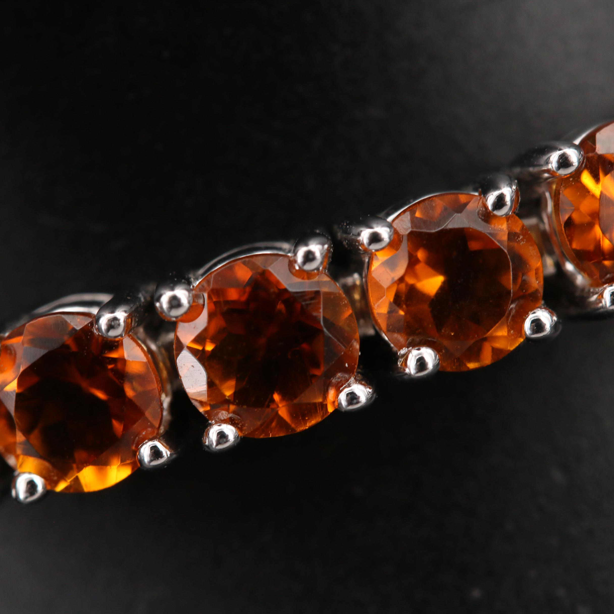 Sterling Citrine Bolo Bracelet with Diamond Clasp