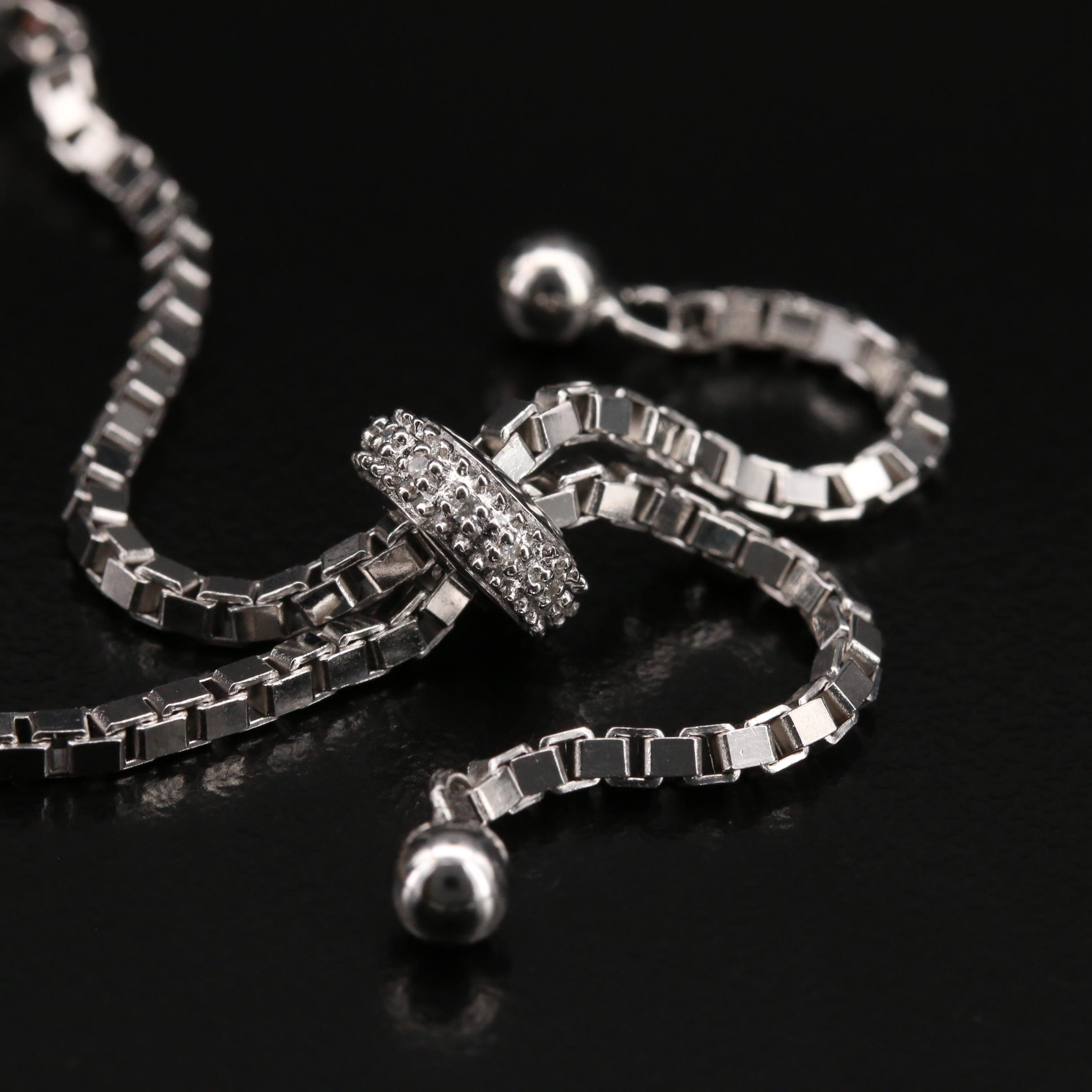 Sterling Citrine Bolo Bracelet with Diamond Clasp