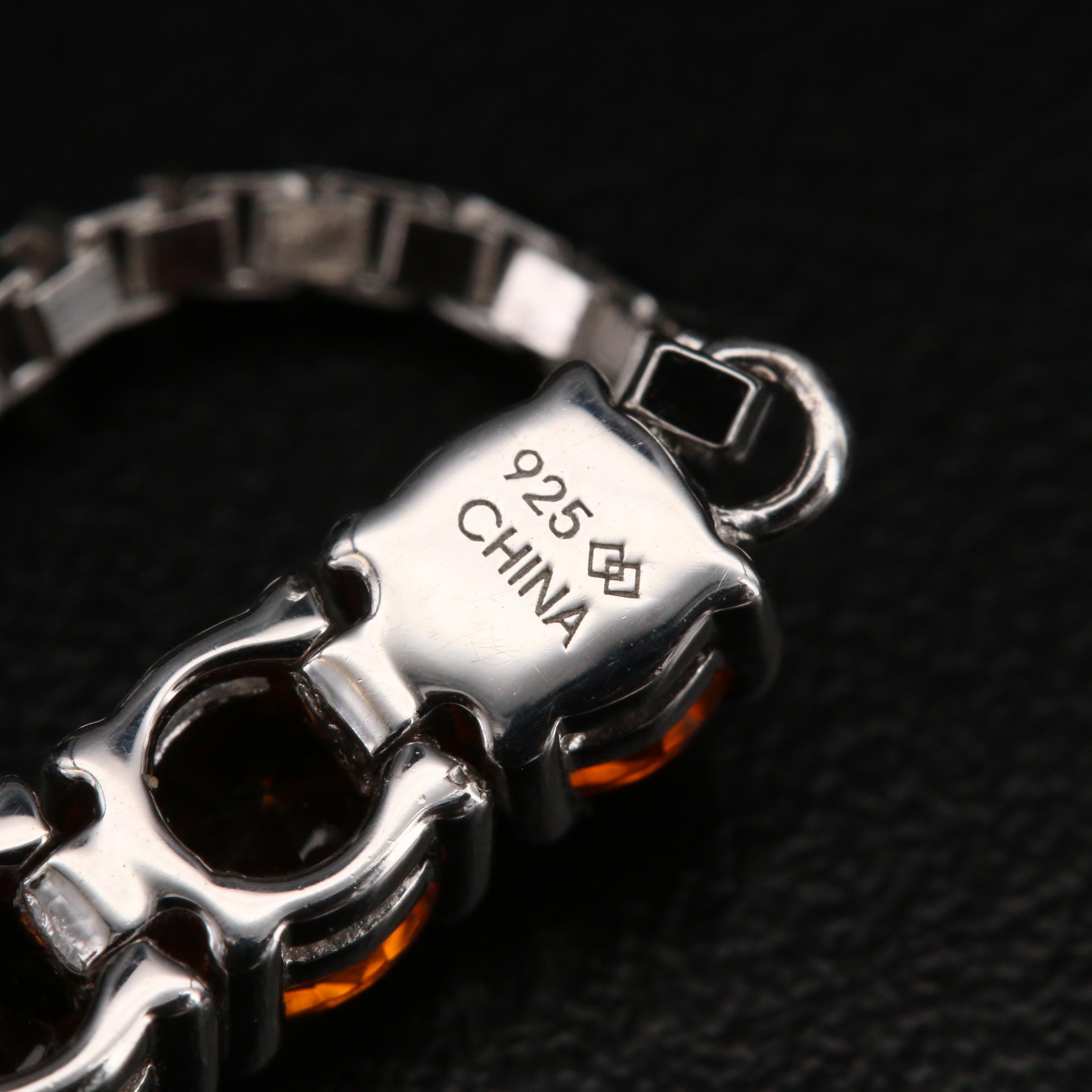 Sterling Citrine Bolo Bracelet with Diamond Clasp