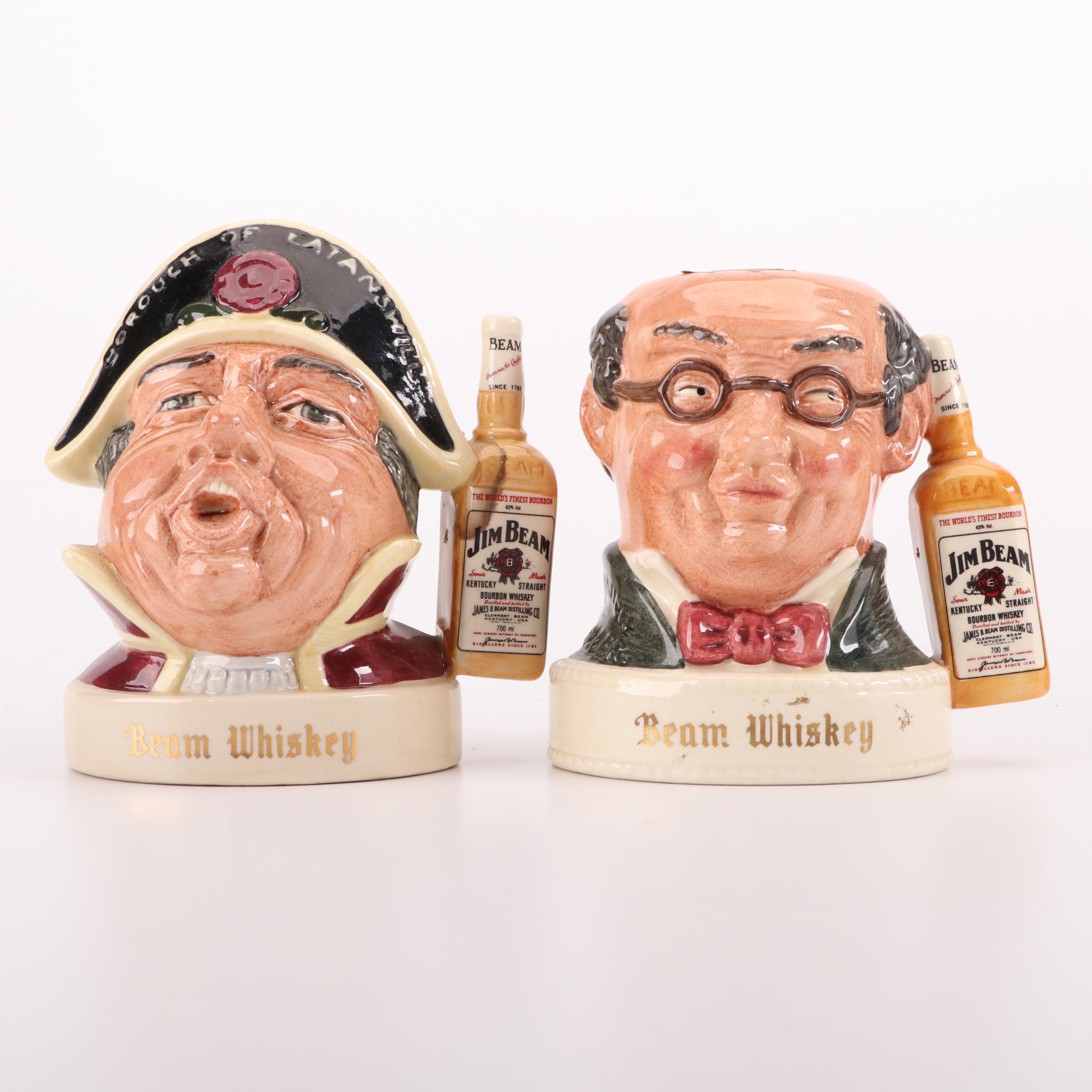 Royal Doulton Jim Beam Ceramic Character Jug Decanters, Mid to Late 20th C.