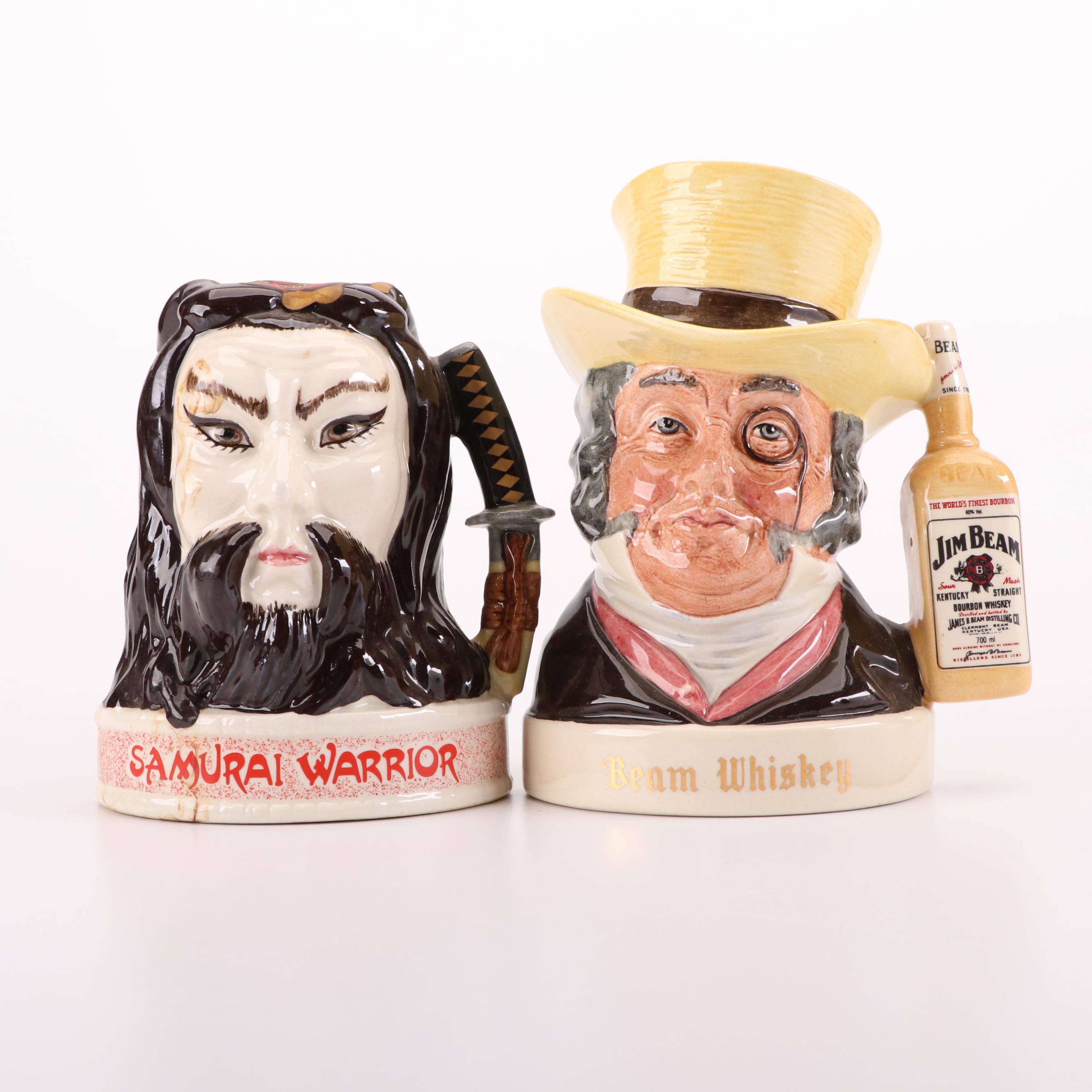 Royal Doulton Jim Beam Ceramic Character Jug Decanters, Mid to Late 20th C.