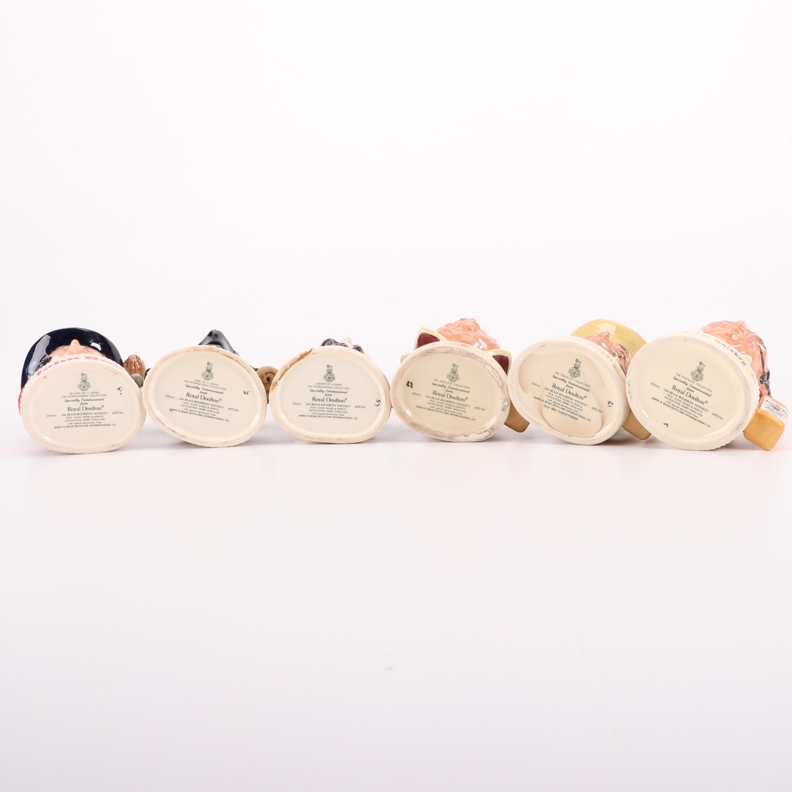 Royal Doulton Jim Beam Ceramic Character Jug Decanters, Mid to Late 20th C.