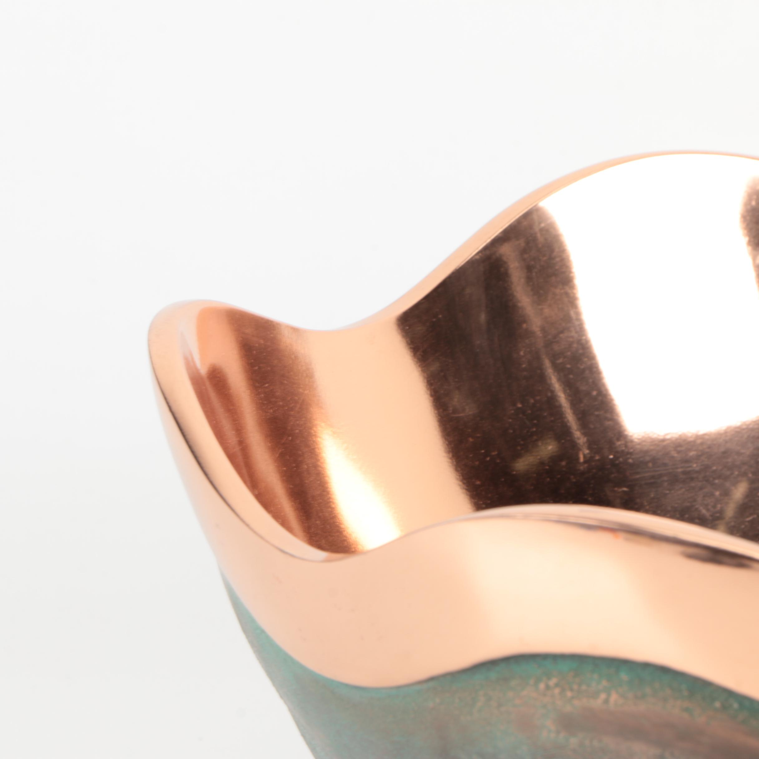 Nambé "Copper Canyon" Ridged Copper Accented Metal Serving Bowl