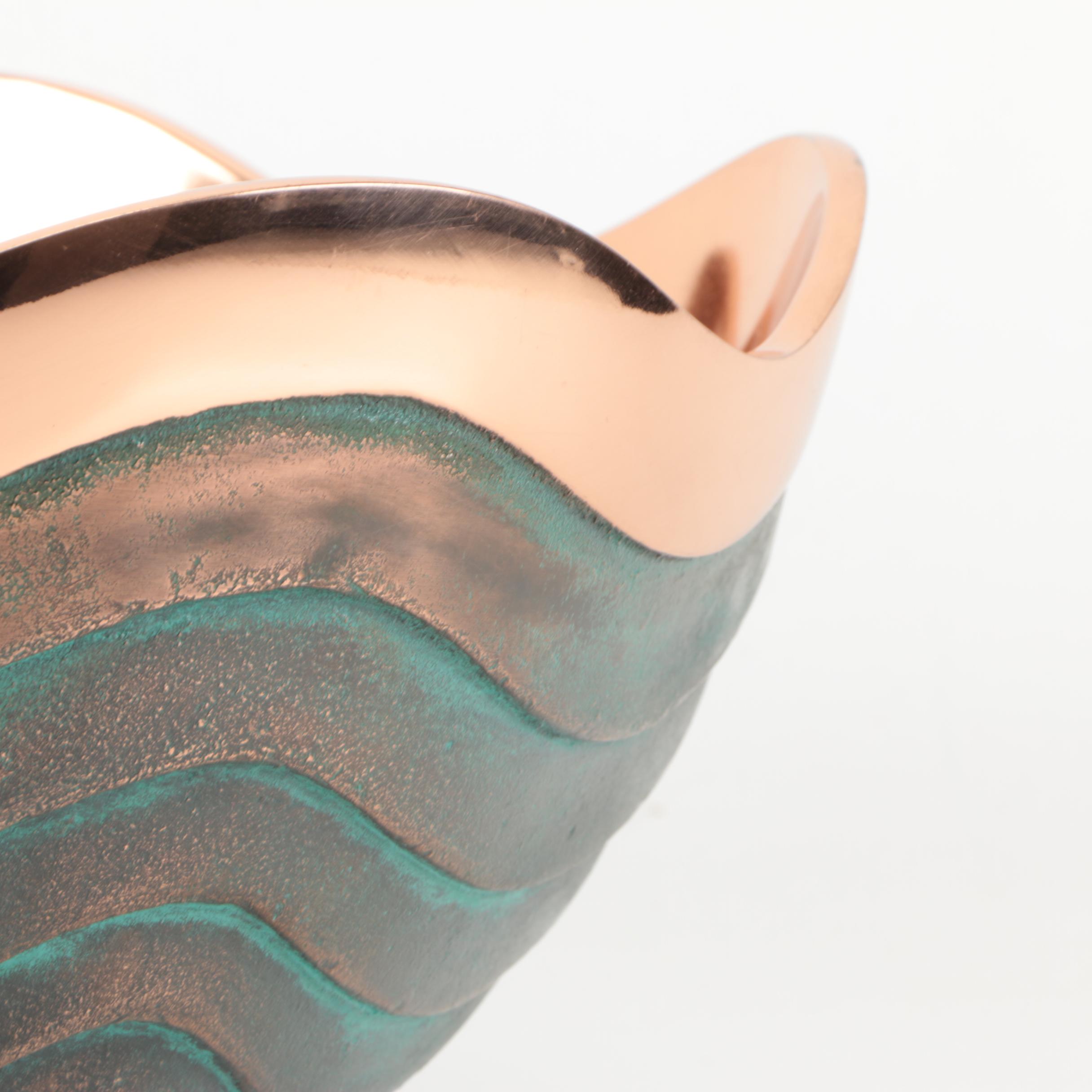 Nambé "Copper Canyon" Ridged Copper Accented Metal Serving Bowl