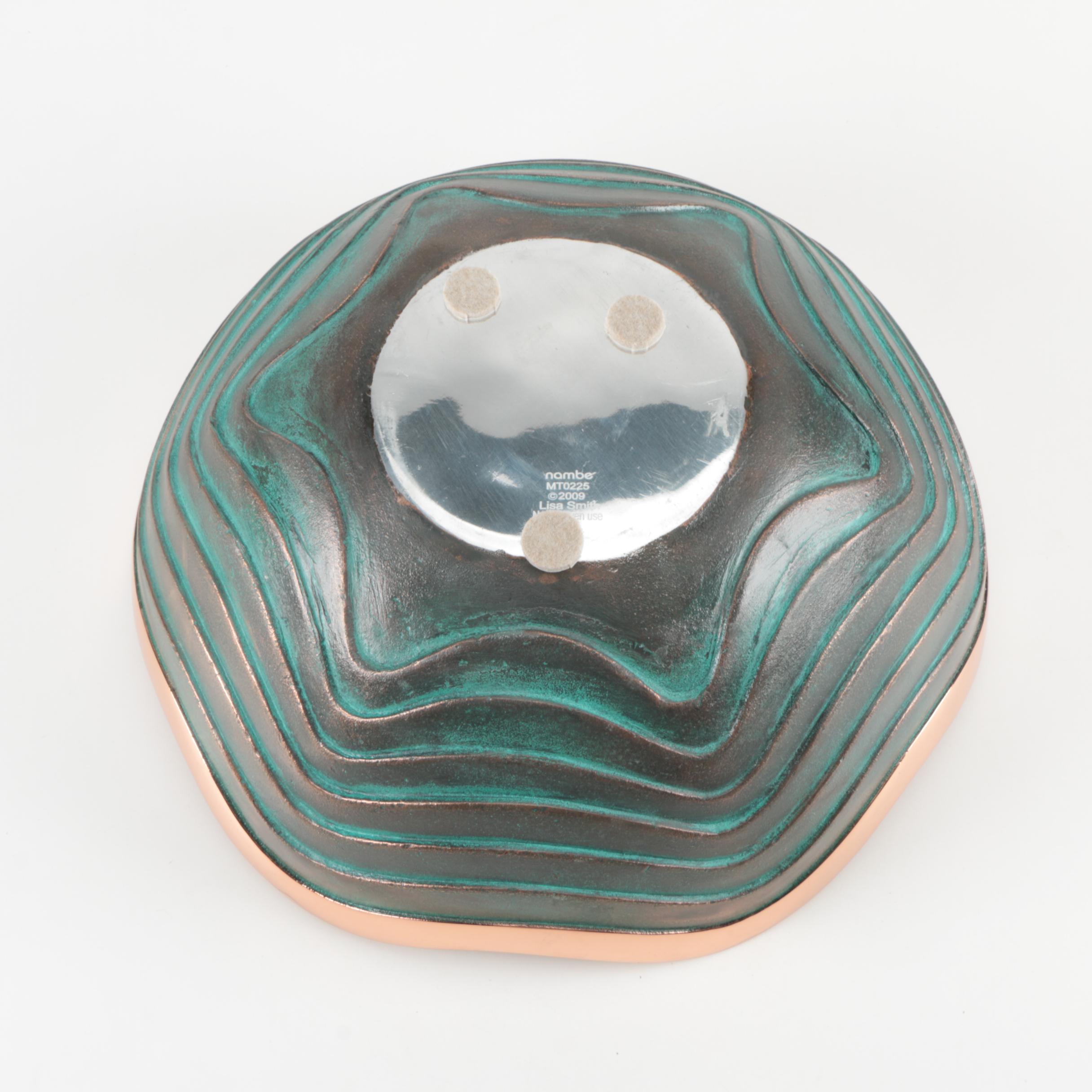 Nambé "Copper Canyon" Ridged Copper Accented Metal Serving Bowl