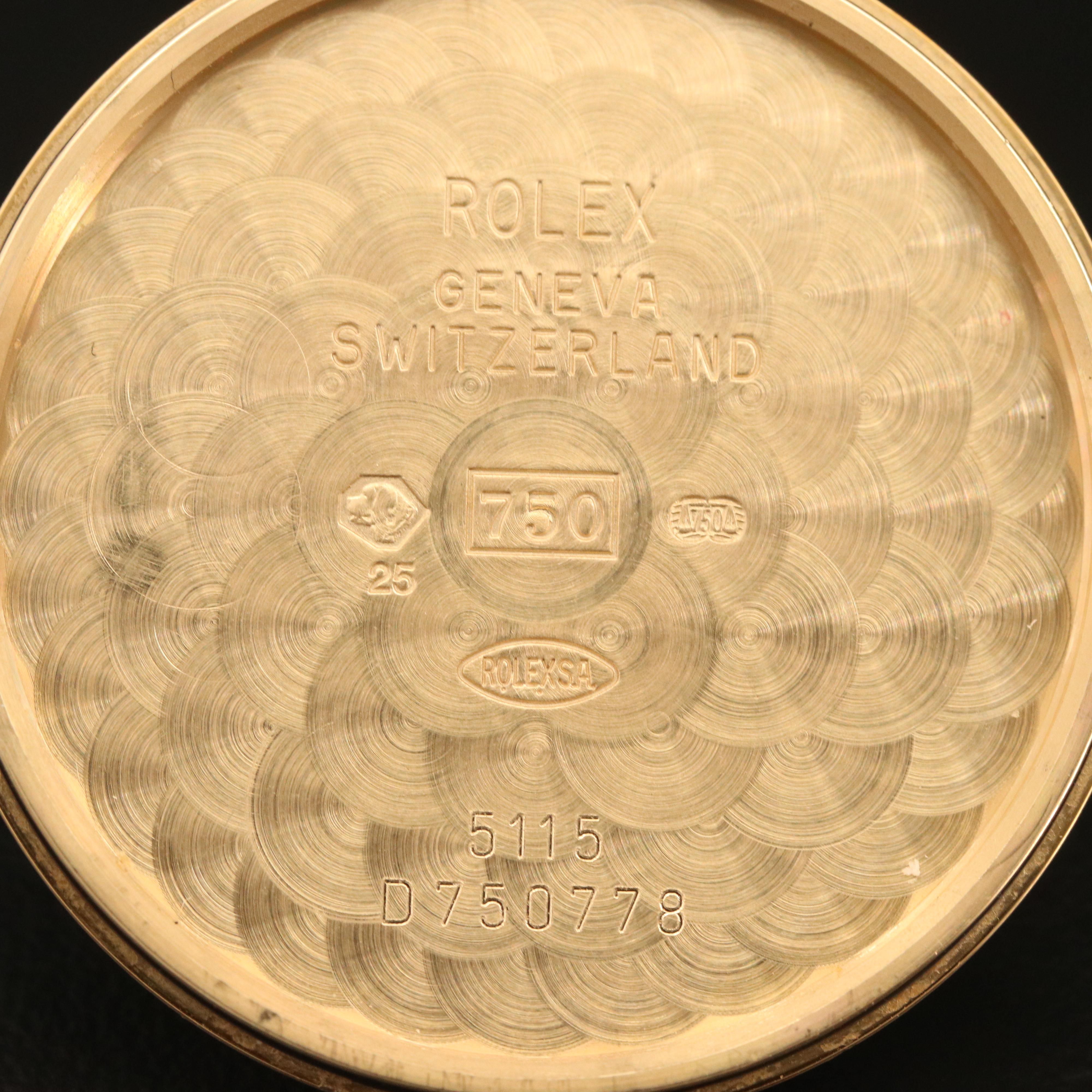 2006 Rolex Cellini 5115 18K Yellow Gold Stem Wind Watch