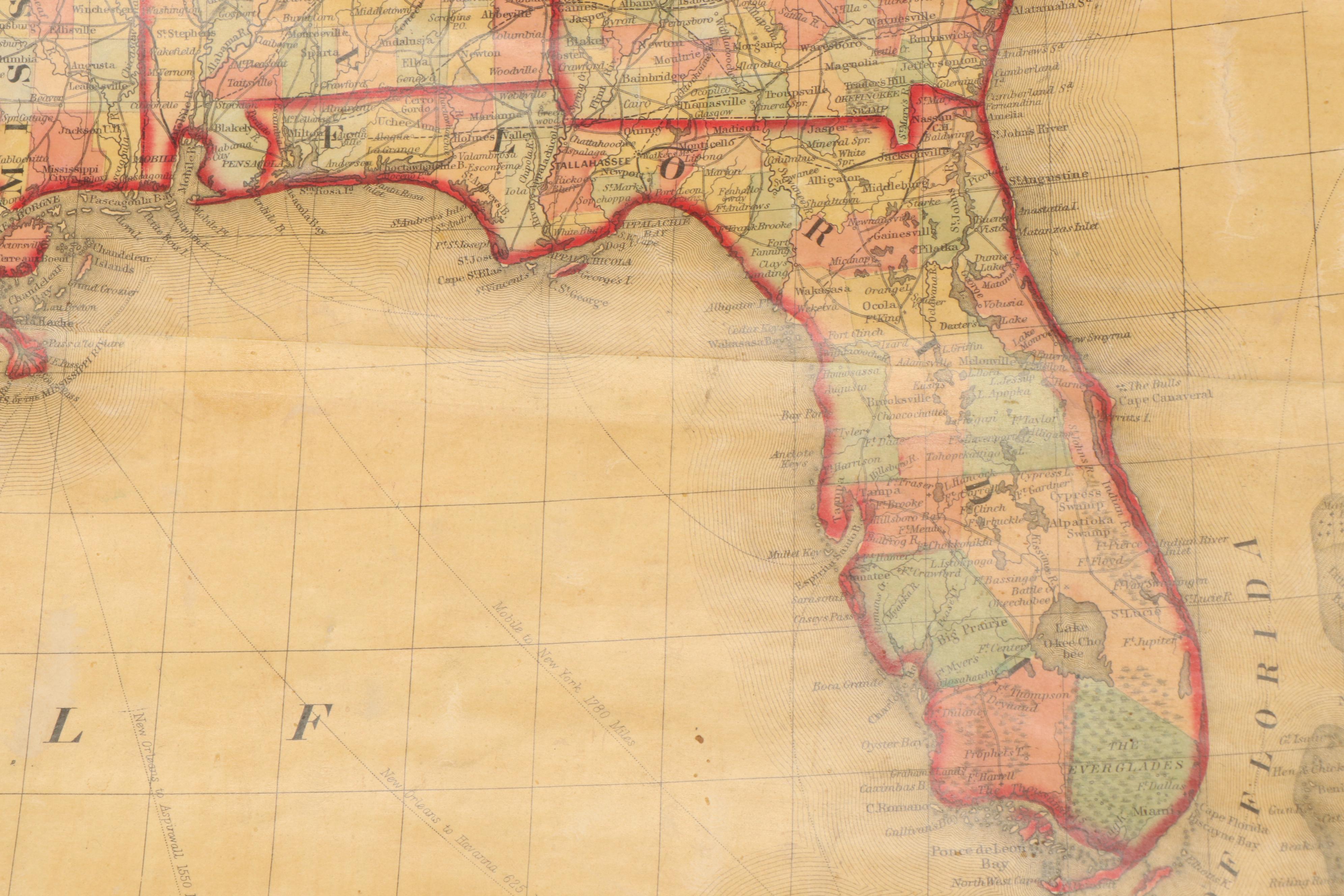 Mitchell's New National Hand-Colored Lithograph Wall Map of United States, 1860