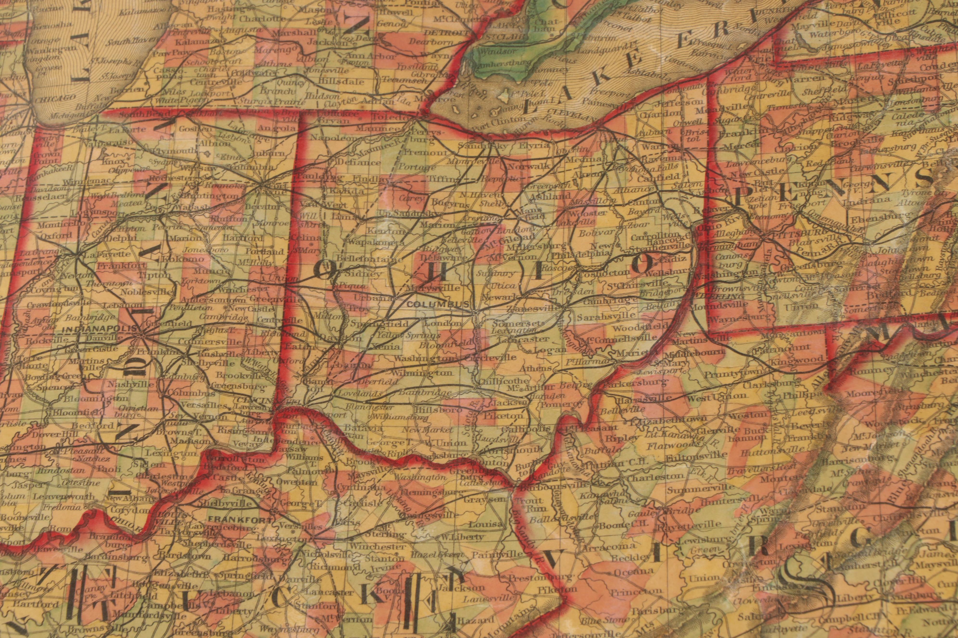 Mitchell's New National Hand-Colored Lithograph Wall Map of United States, 1860