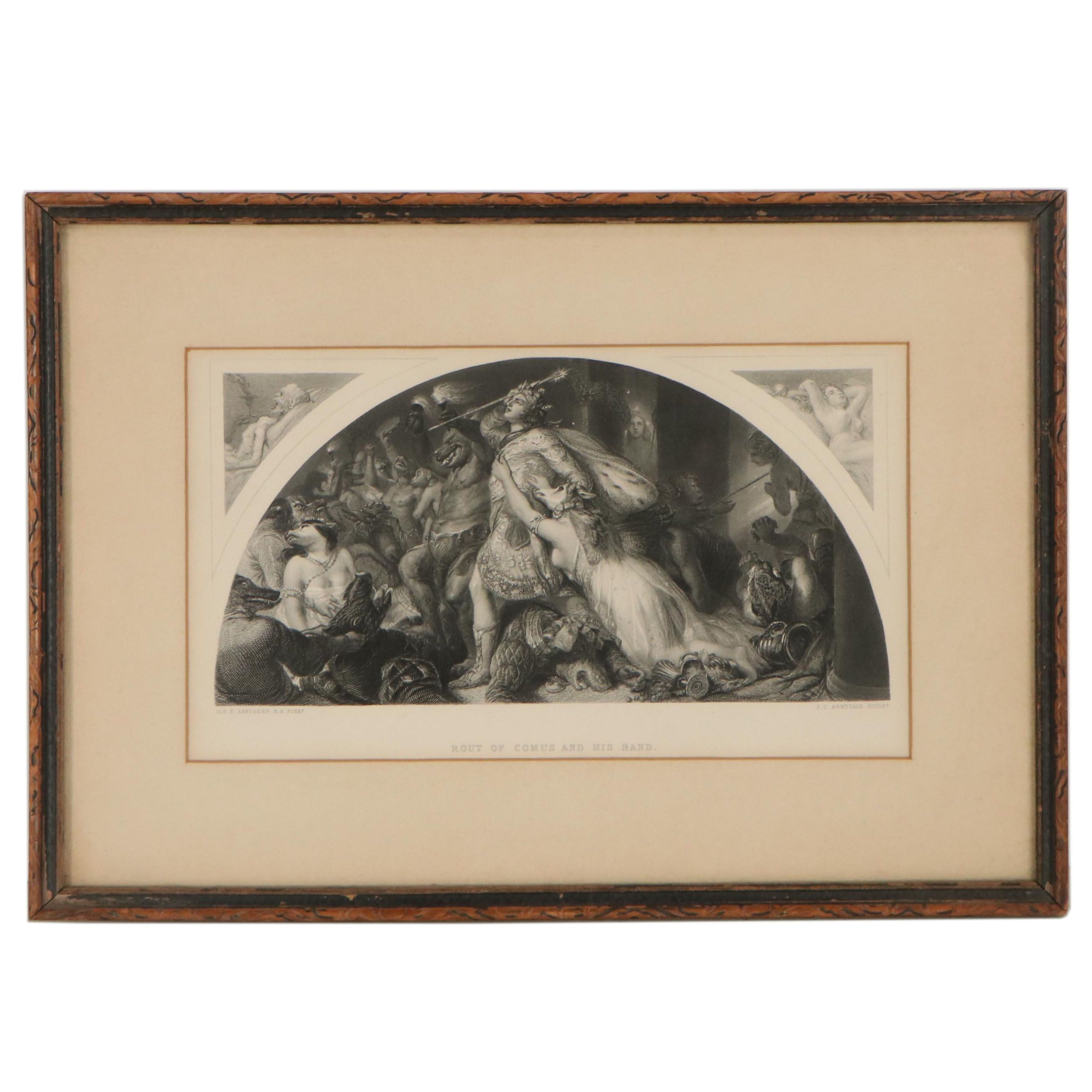 Etching After Sir Edwin Henry Landseer "Rout of Comus and His Band"