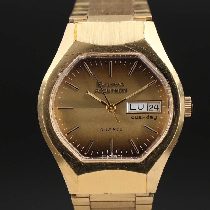 1977 Bulova Accutron Day/Date Quartz Wristwatch