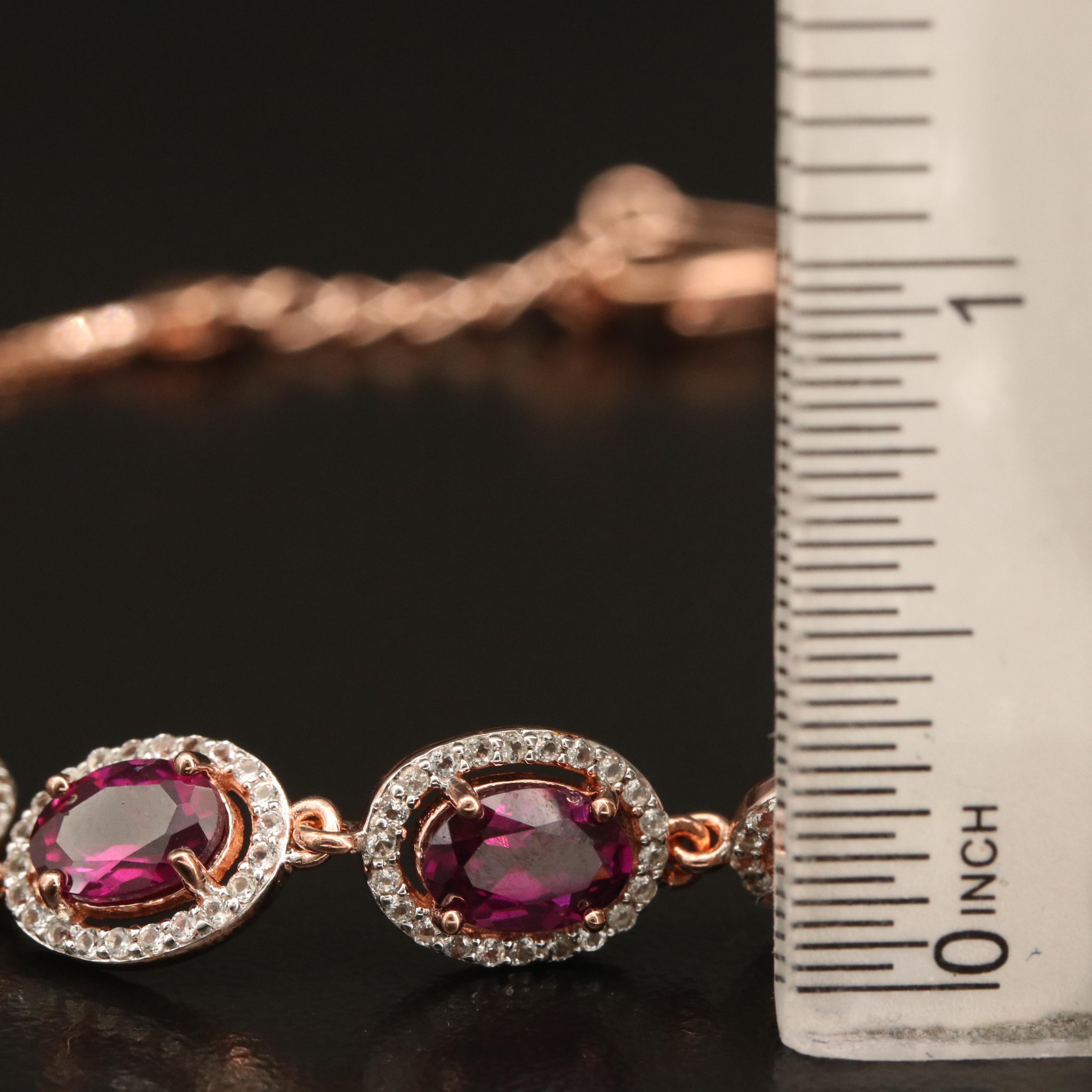 Sterling White Topaz and Garnet Bracelet