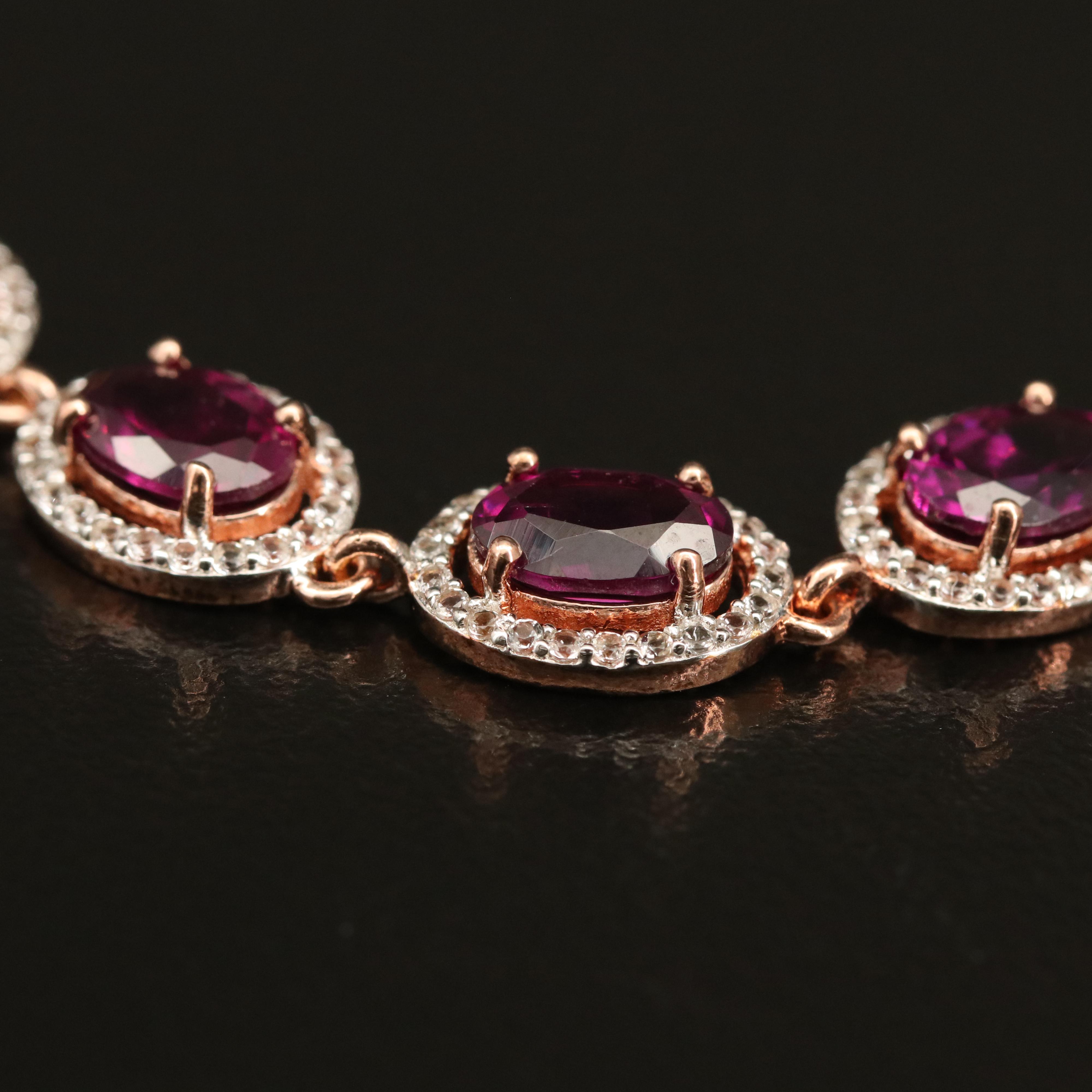 Sterling White Topaz and Garnet Bracelet