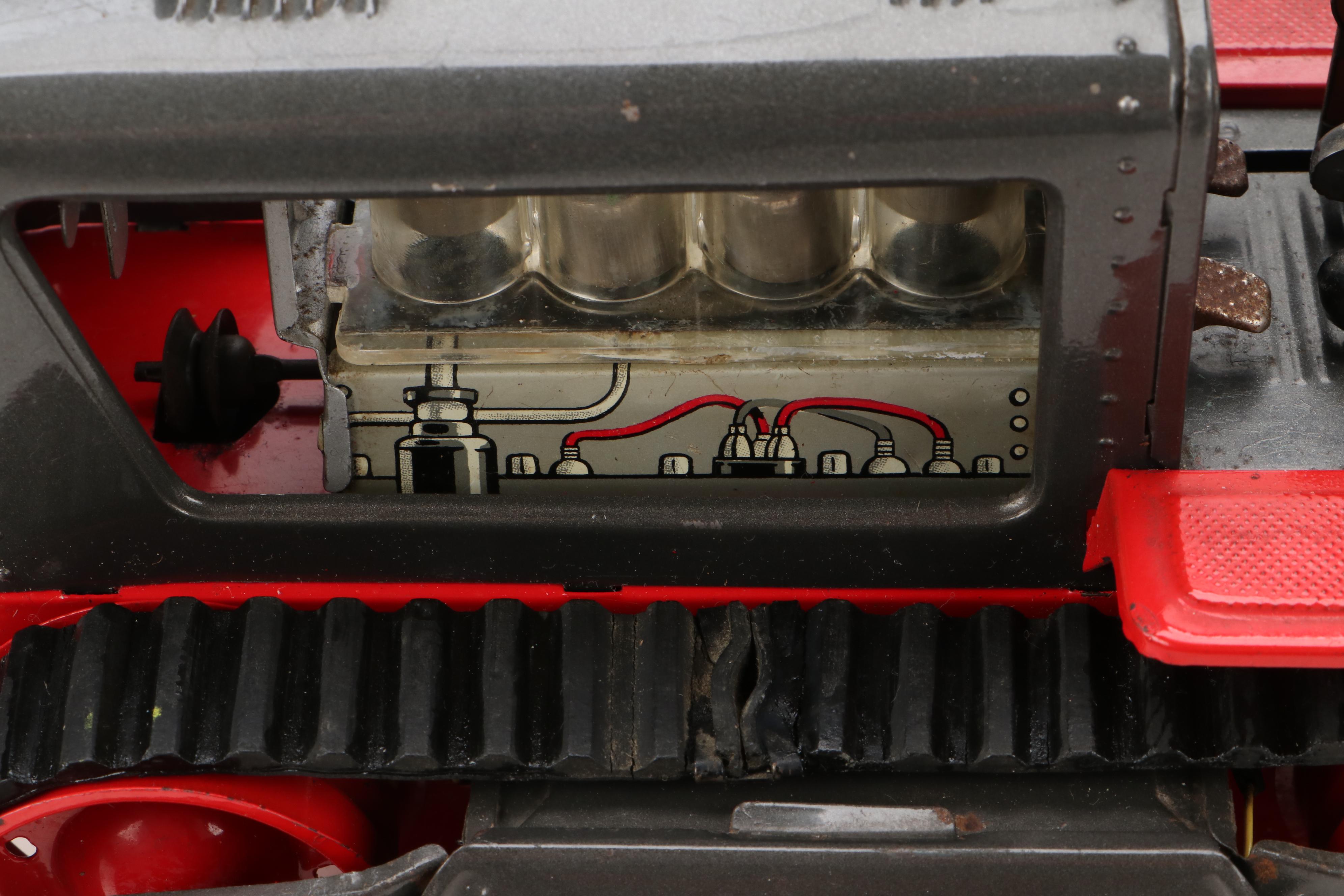 Japanese Nomura Robot Driving Tin Lithograph Battery Operated Tractor, 1950s