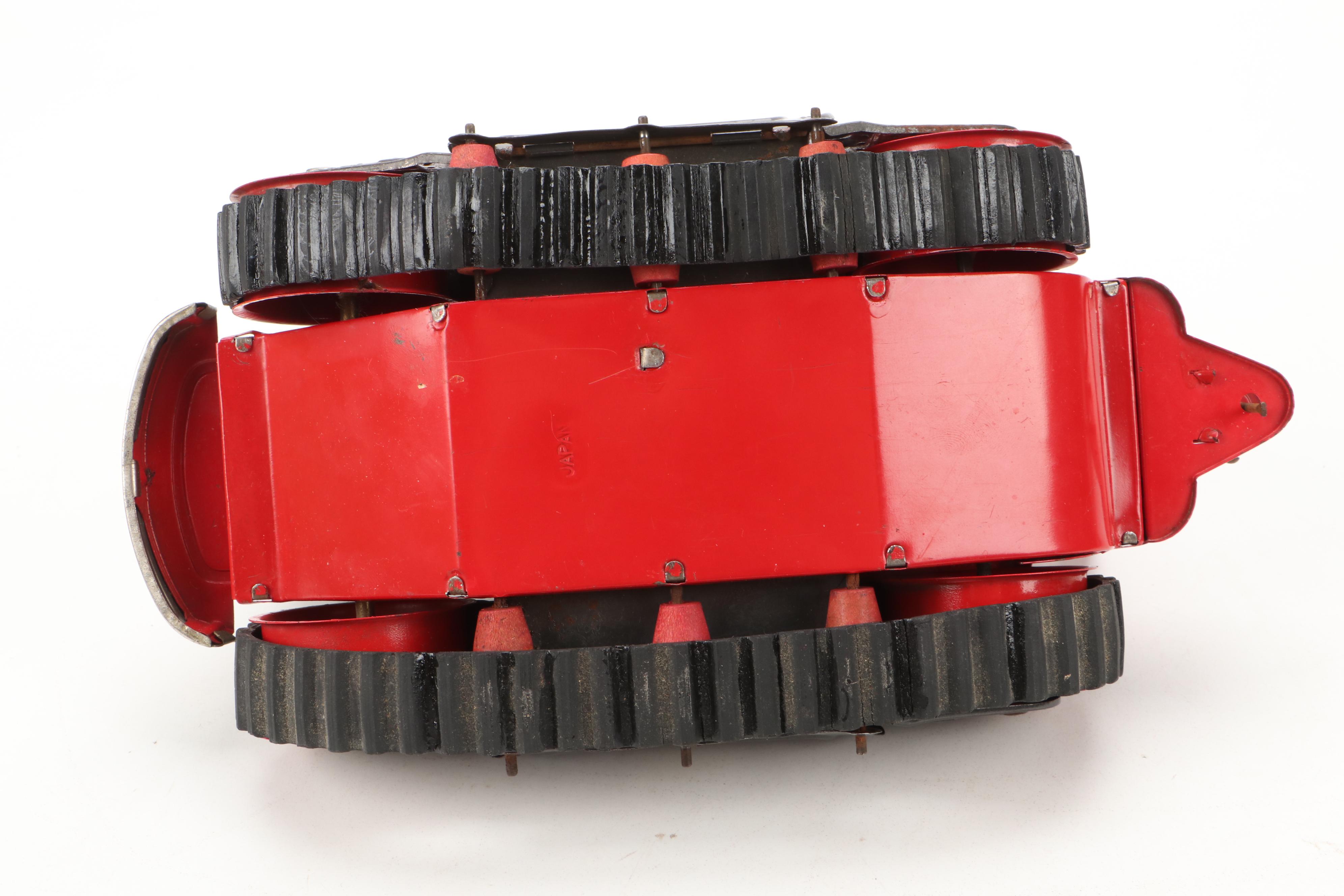 Japanese Nomura Robot Driving Tin Lithograph Battery Operated Tractor, 1950s