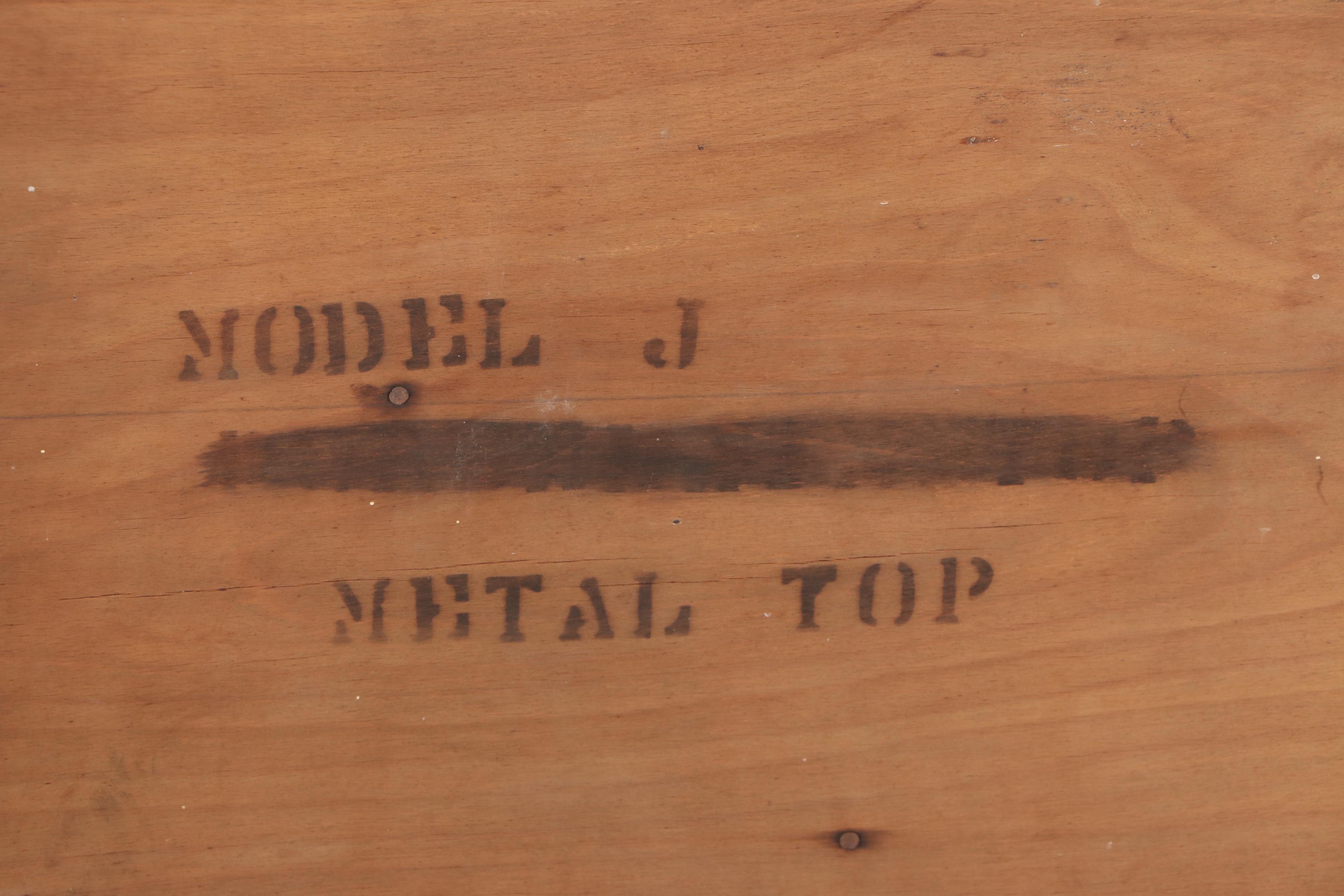 Coppes Brothers & Zook "Napanee Model J" Oak and Enamel Top Kitchen Cabinet