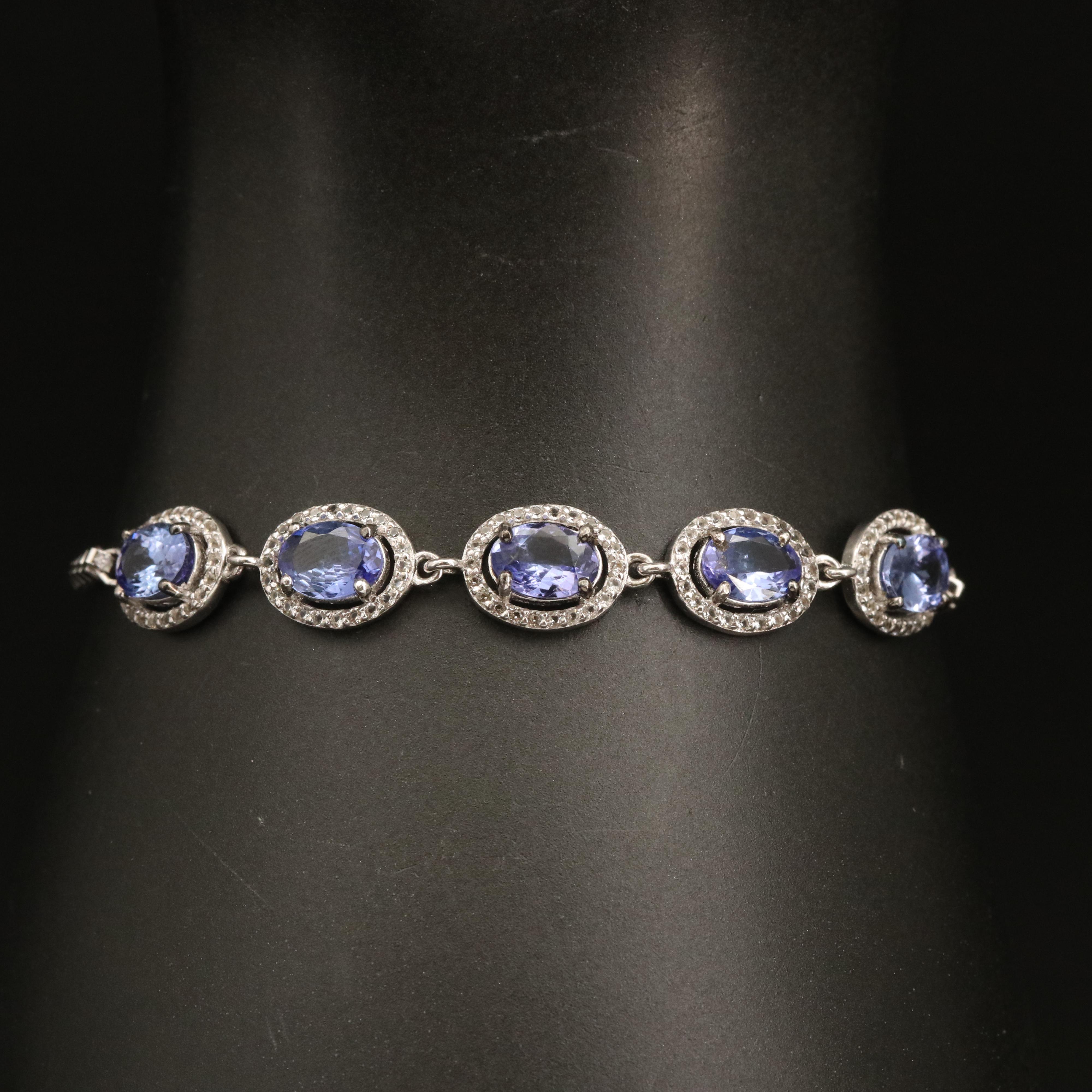 Sterling Tanzanite and Topaz Bolo Bracelet
