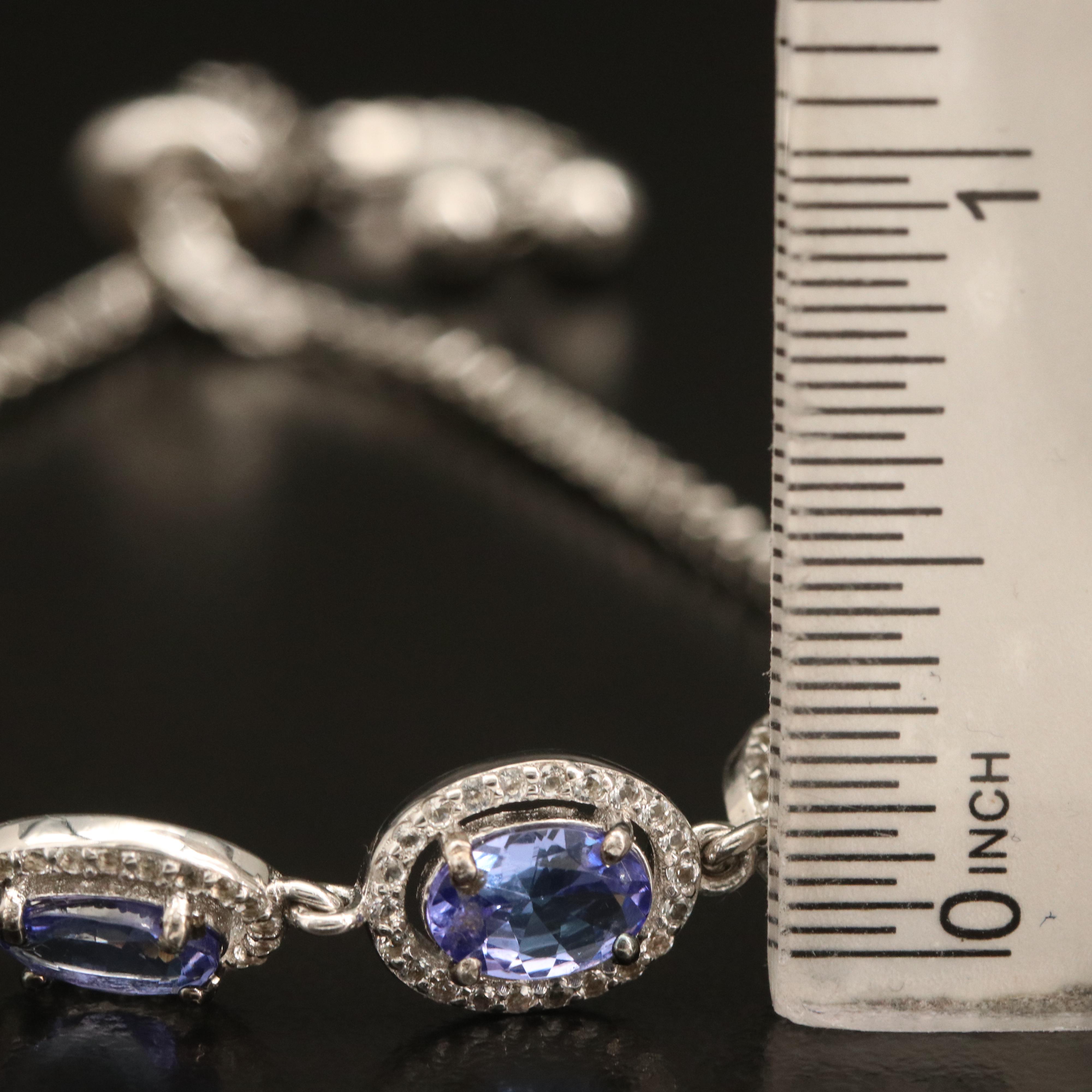 Sterling Tanzanite and Topaz Bolo Bracelet