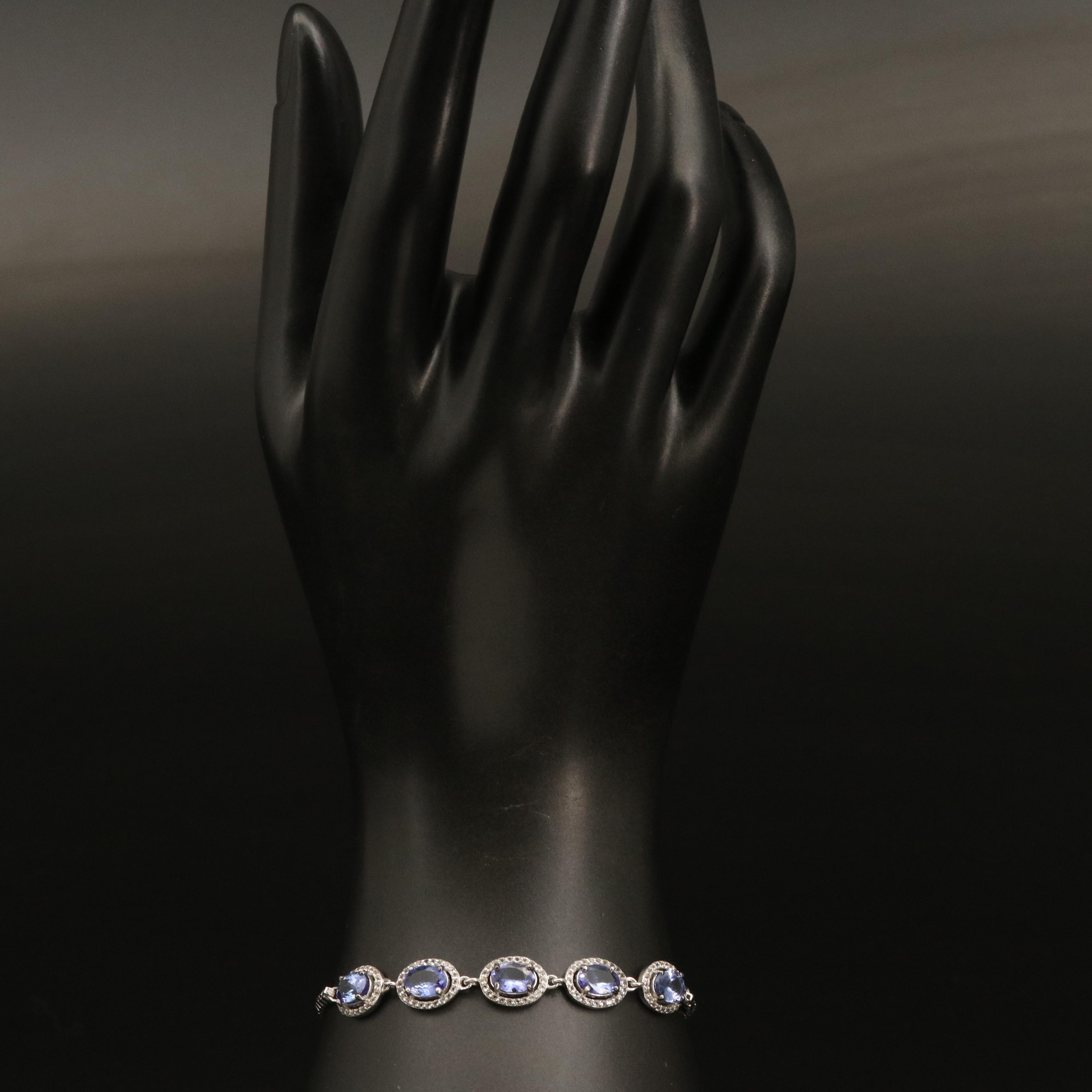 Sterling Tanzanite and Topaz Bolo Bracelet